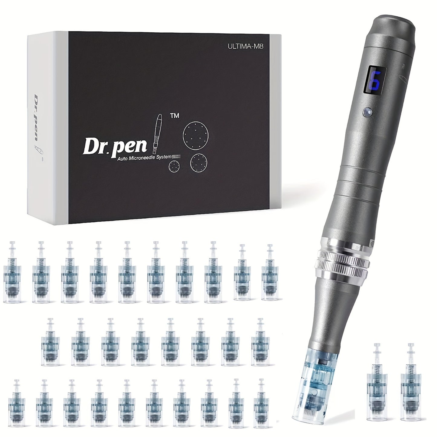 Dr. Pen M8 Professional Microneedling Pen Kit – Skin Care Tool with 30 Replacement Cartridges for Facial Rejuvenation