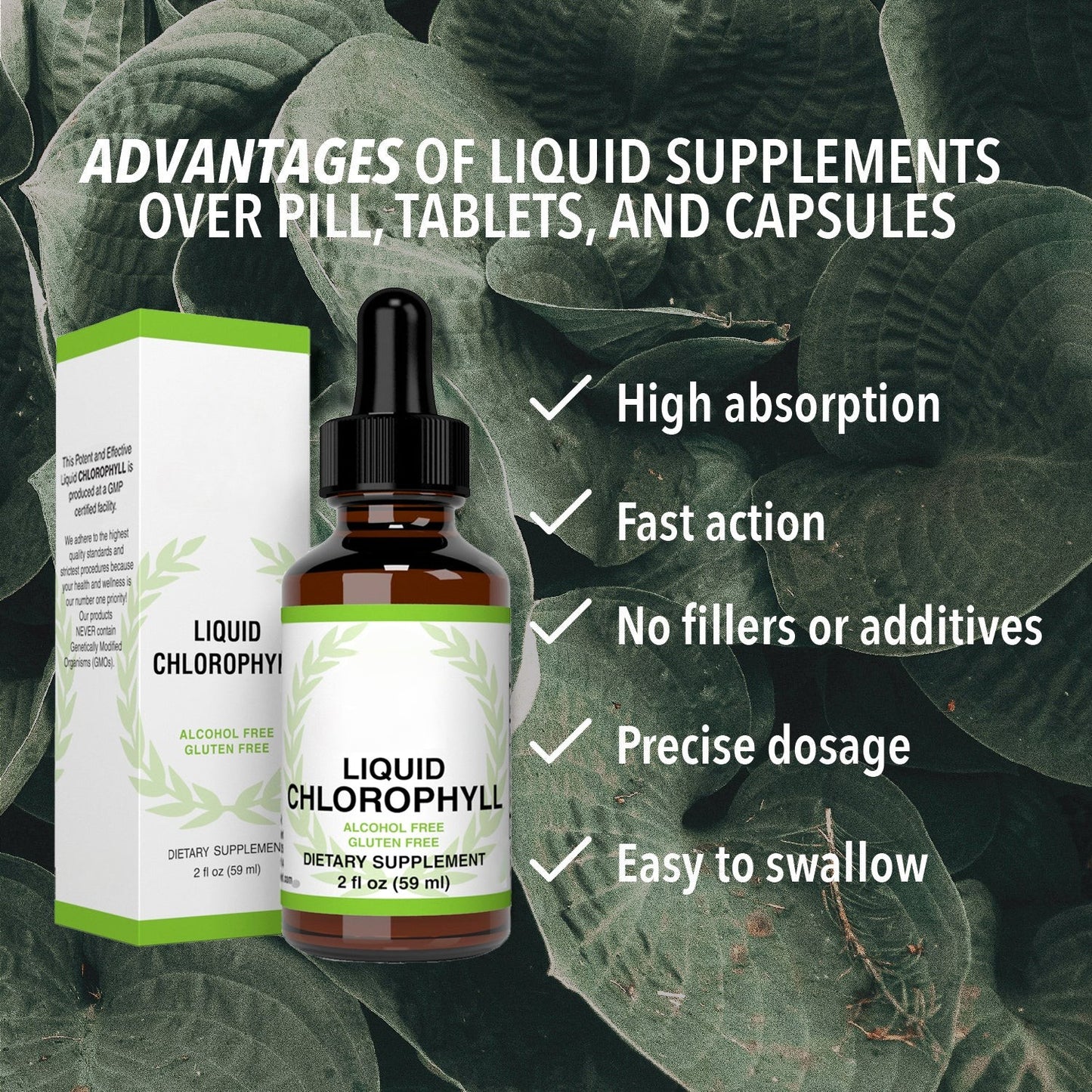 Chlorophyll Liquid Drops – Mint Flavor Supplement, 4 Month Supply