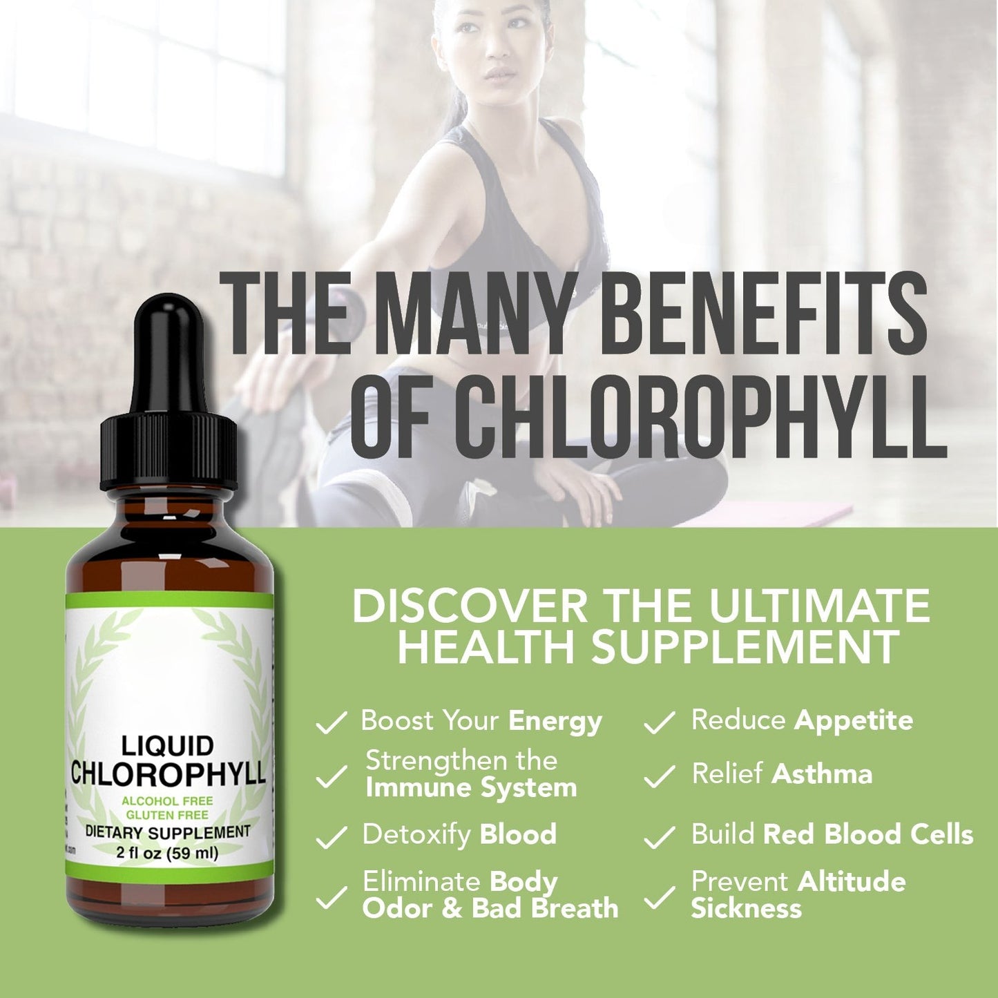 Chlorophyll Liquid Drops – Mint Flavor Supplement, 4 Month Supply