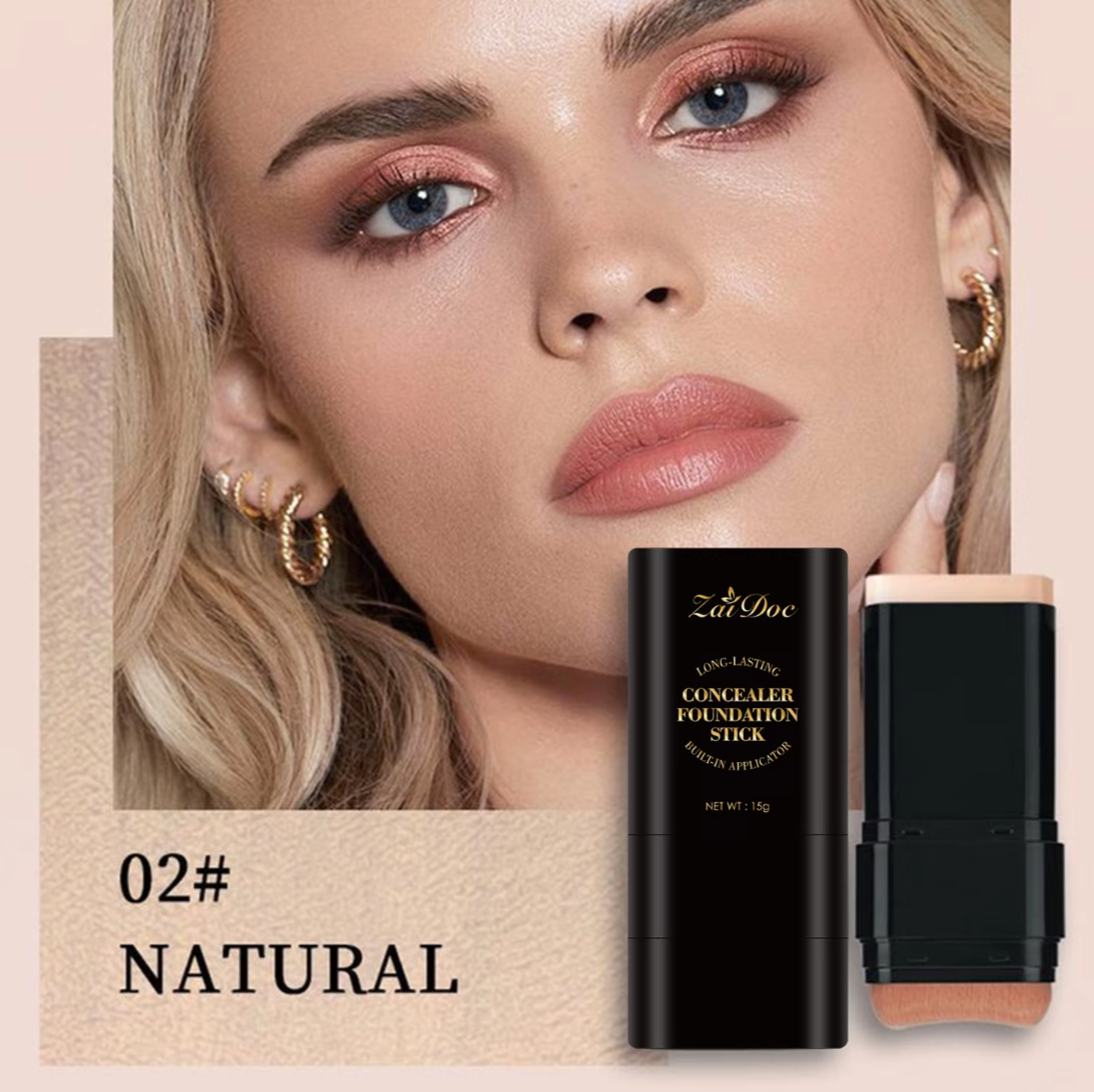 Zaidoc Foundation Concealer Dual-ended with Built-in Brush