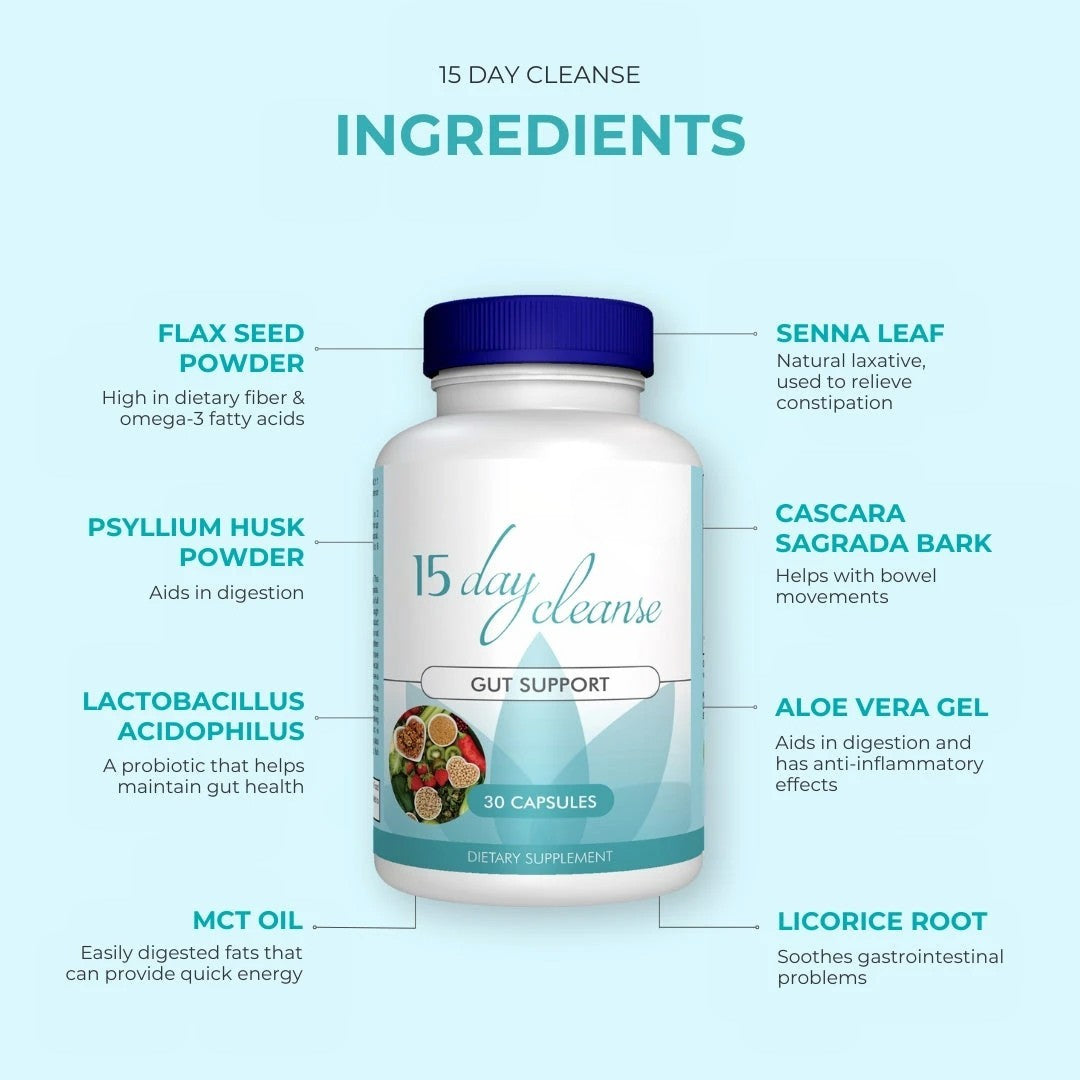 15 Day Cleanse – Herbal Detox Supplement, Caffeine-Free, 30 Ct