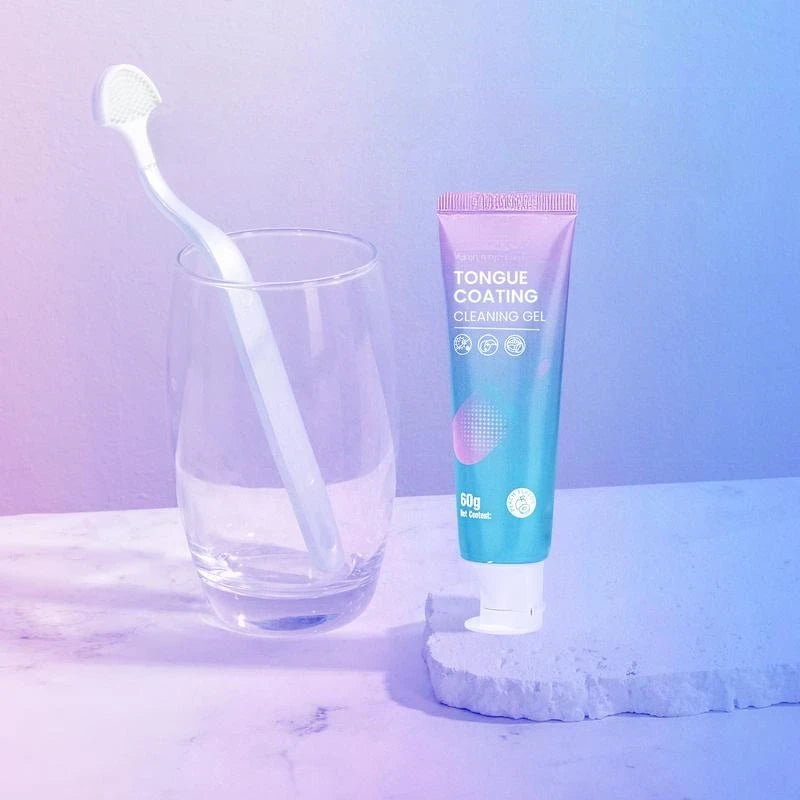 Tongue Cleaning Gel & Brush Set – Mint Freshener & Cleanser