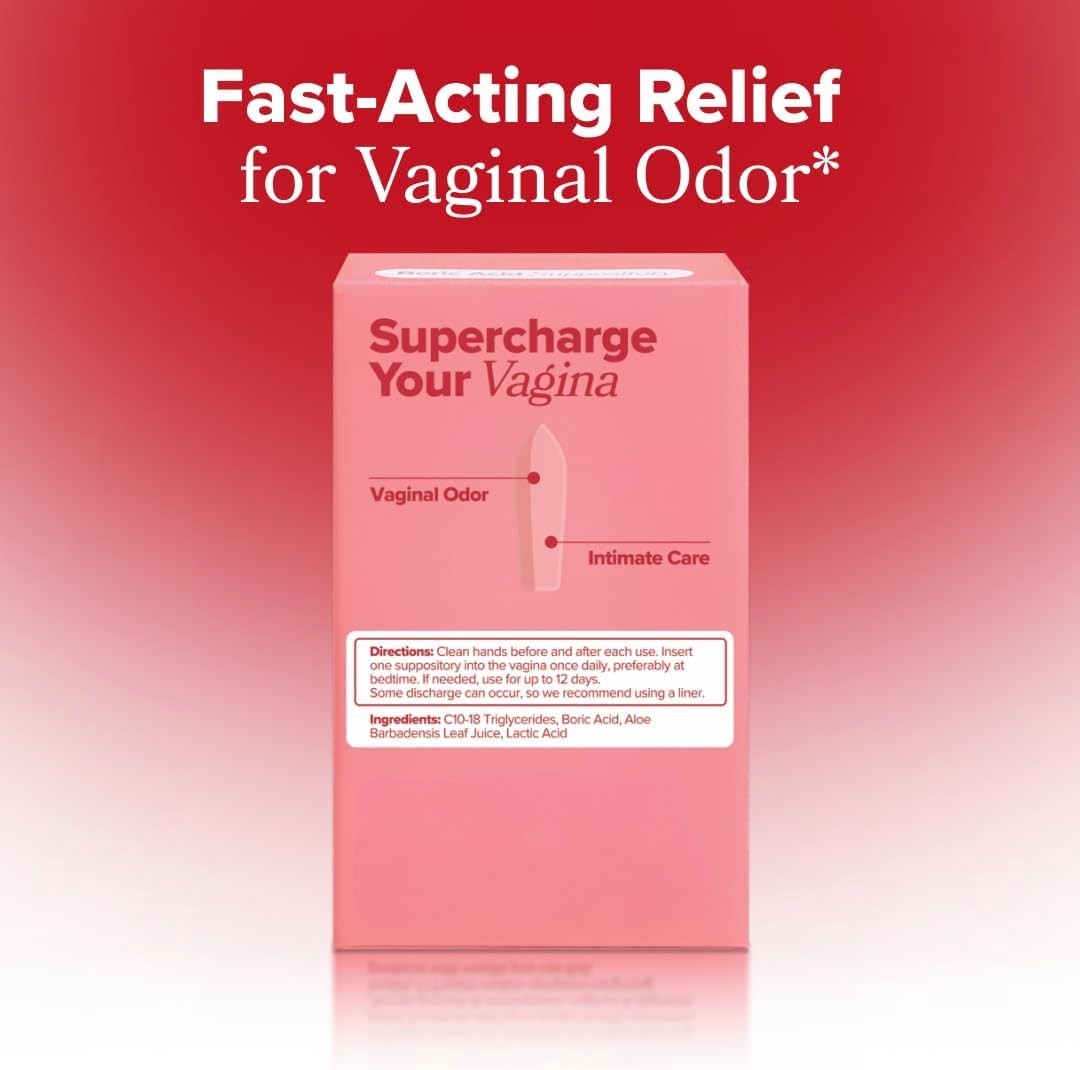Boric Acid Vaginal Suppositories – Lactic Acid & Aloe, 12 Ct