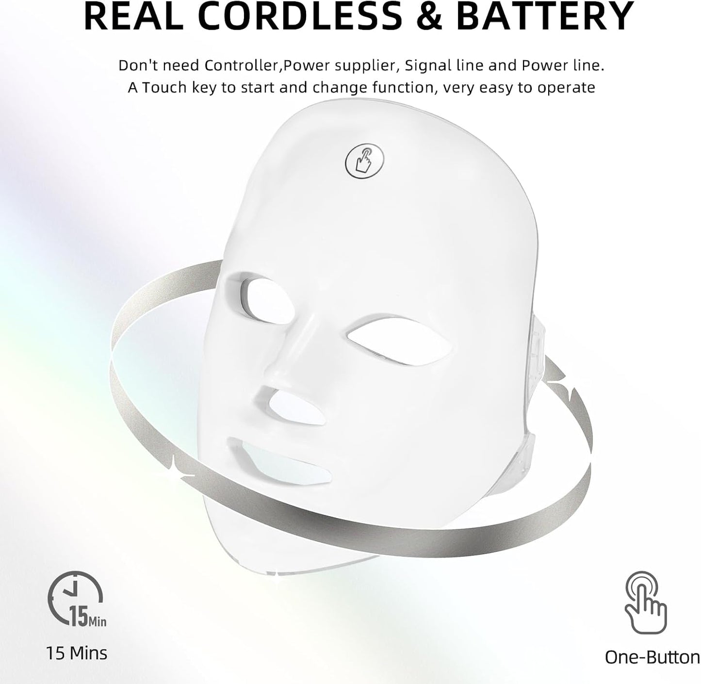LED Light Therapy Mask – 7-Color Skin Care Mask, Cordless