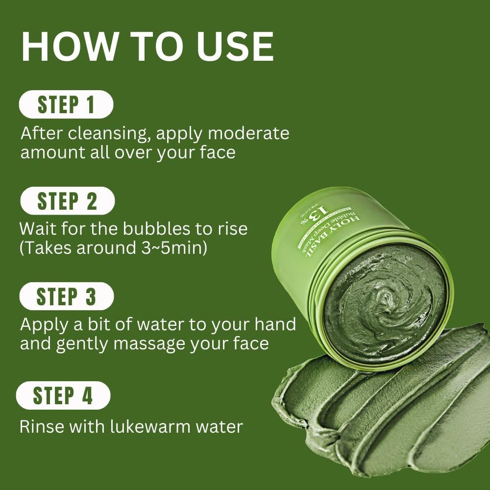 Holy Basil Bubble Deep Mask – Pore Cleanser & Clay Pack, 90g