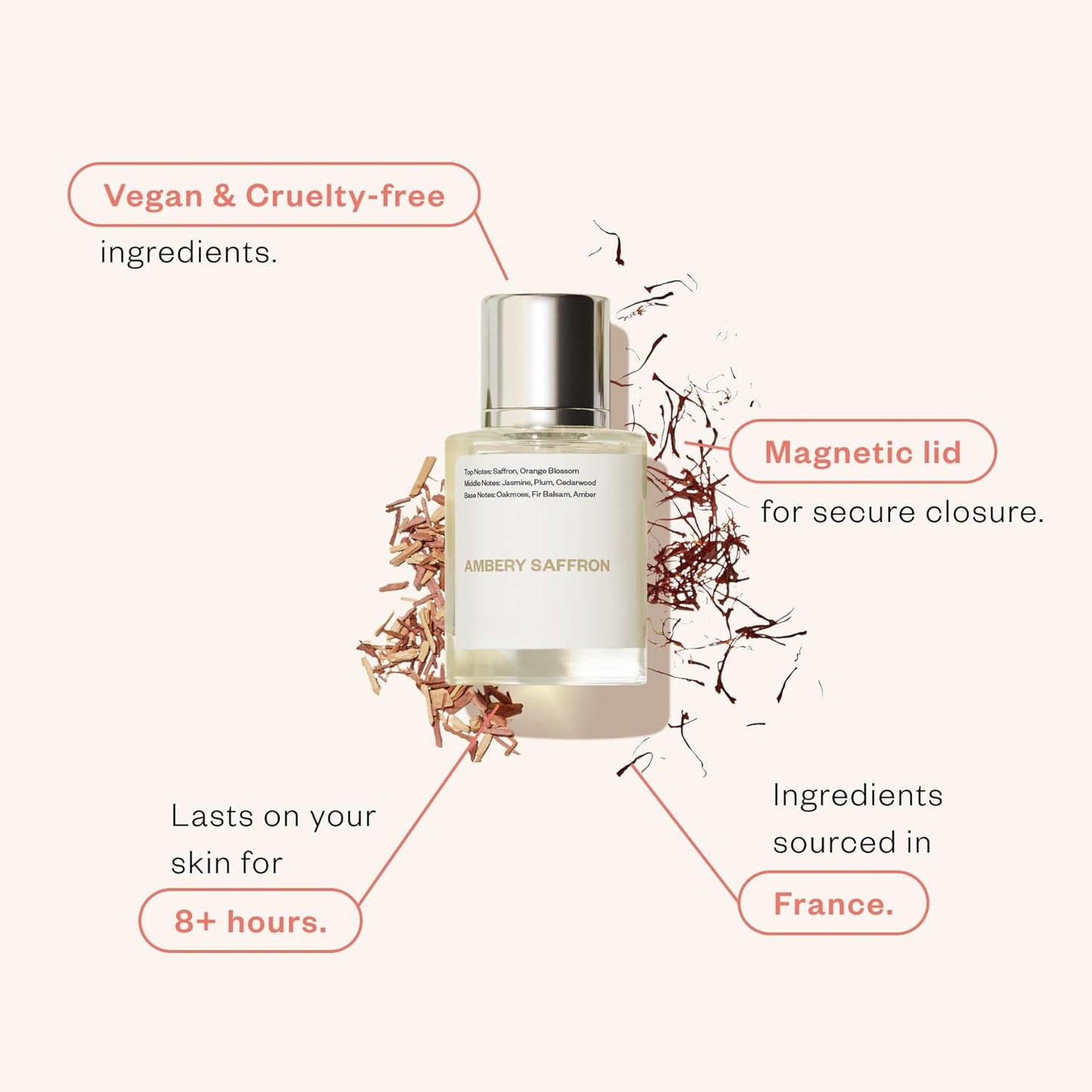 Ambery Saffron 1.7 Fl Oz (50ml) - Eau de Parfum - Inspired by Baccarat Rouge 540 - Vegan, Unisex Perfume Spray
