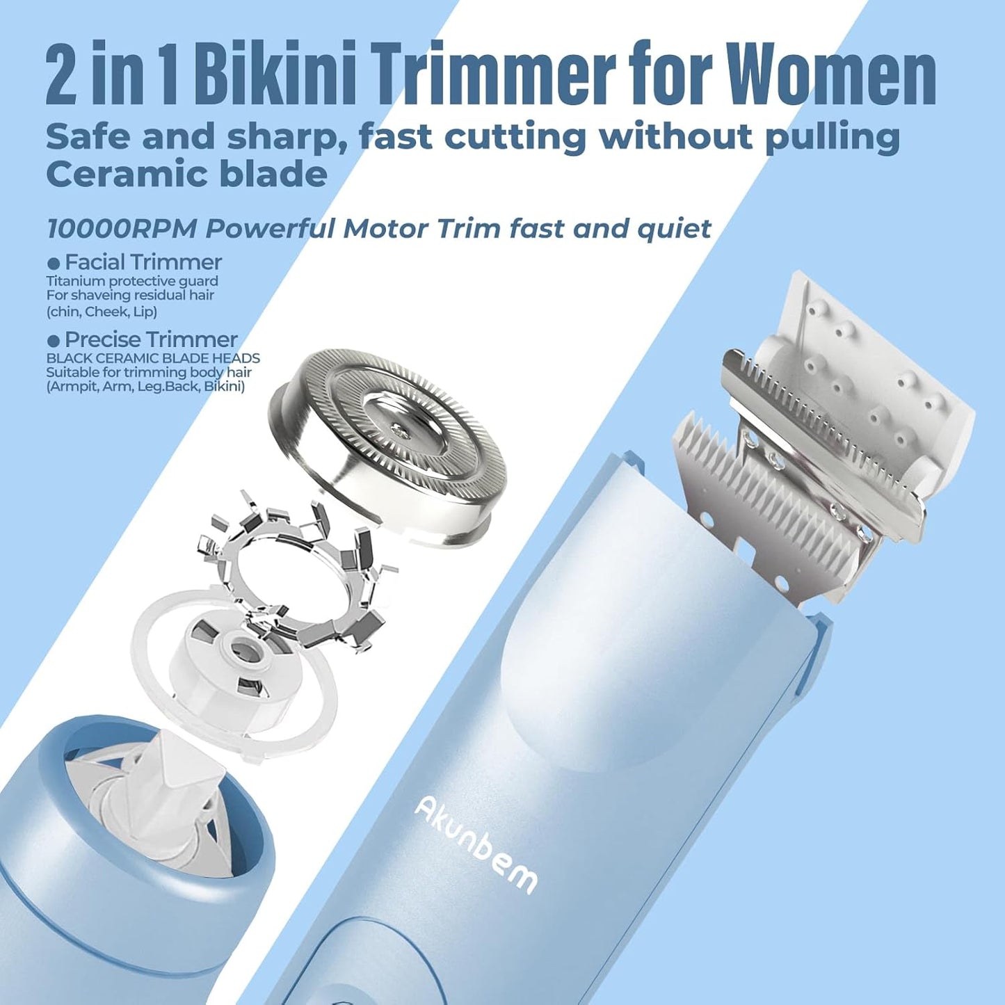 Akunbem 2-in-1 Electric Shaver & Bikini Trimmer