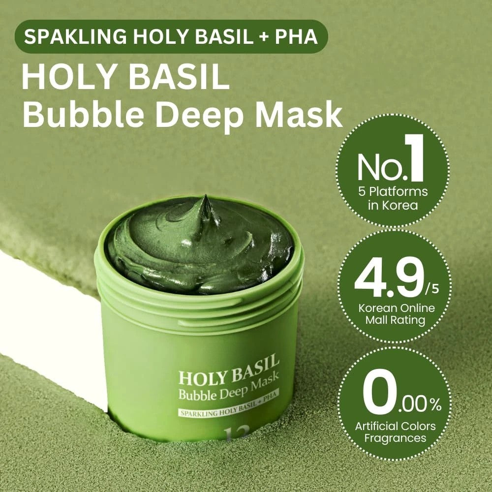 Holy Basil Bubble Deep Mask – Pore Cleanser & Clay Pack, 90g