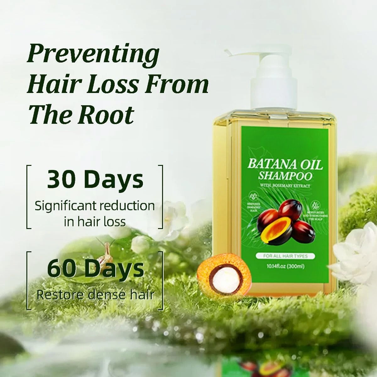 Batana Oil Shampoo – Rosemary Hair Growth & Volume, 10.14 oz