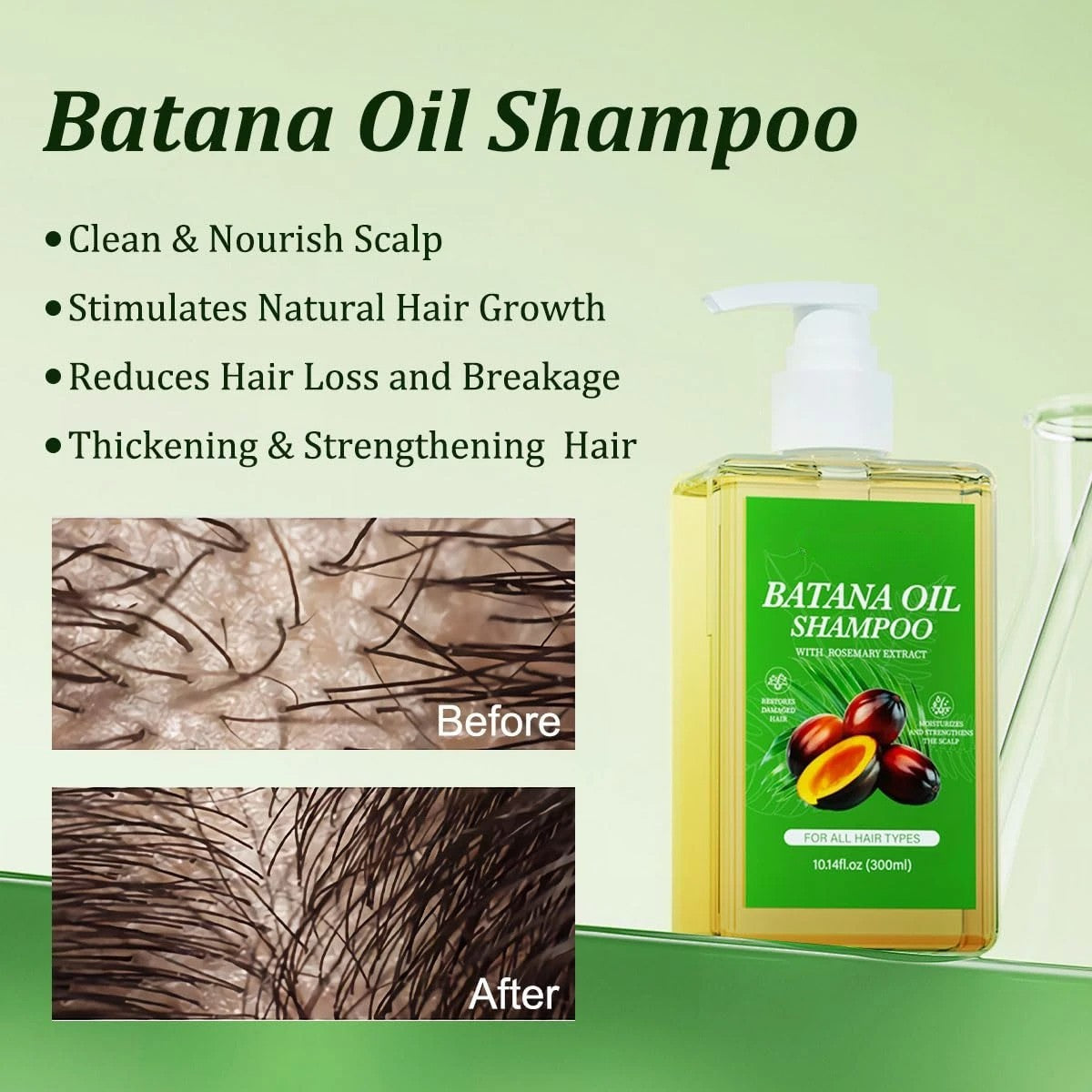 Batana Oil Shampoo – Rosemary Hair Growth & Volume, 10.14 oz