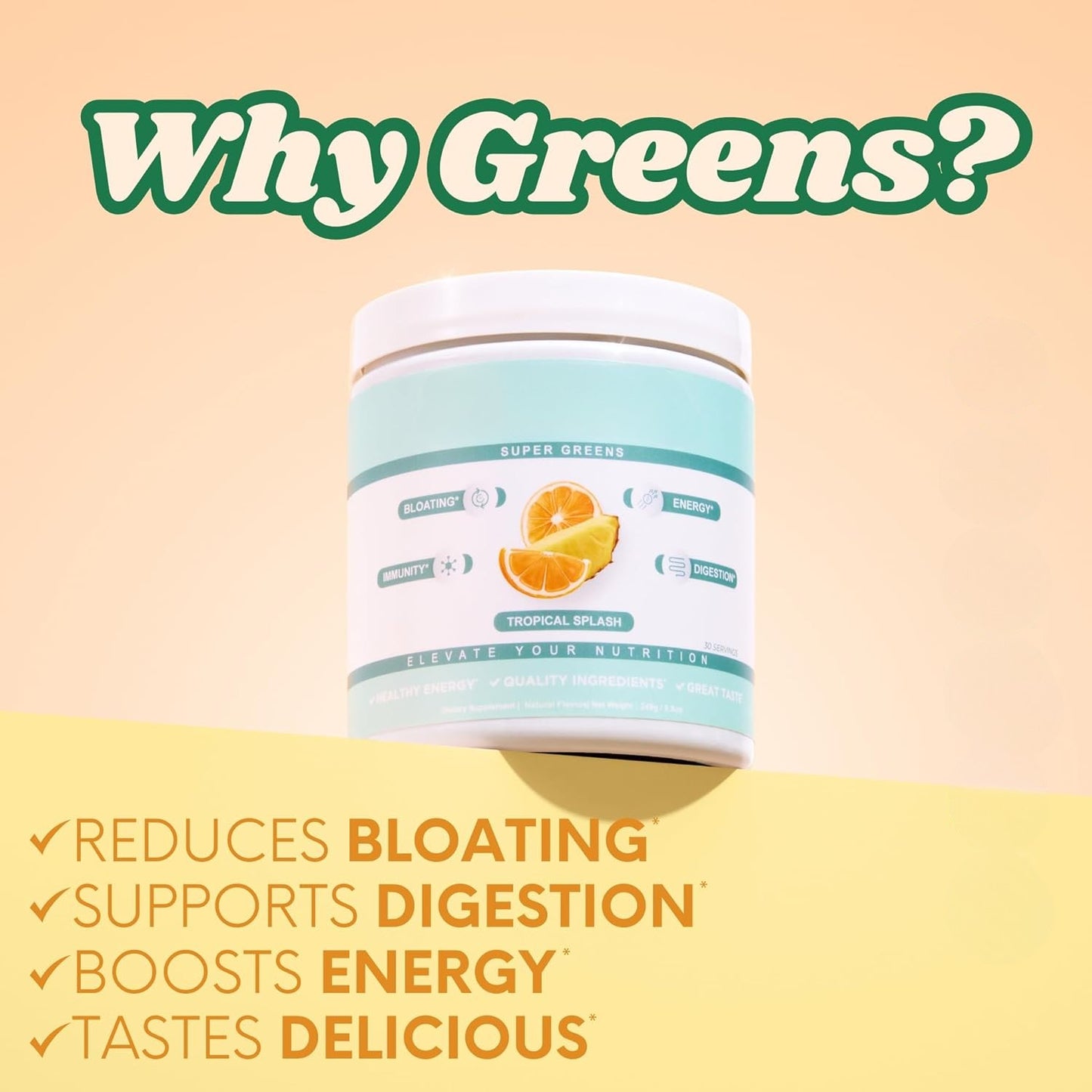 Nutrition Super Greens Powder – Organic, Vegan, 30 Servings