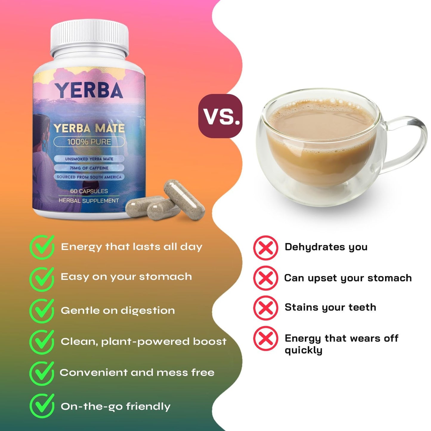 Yerba Mate Capsules – Clean Energy & Focus – 60 Servings