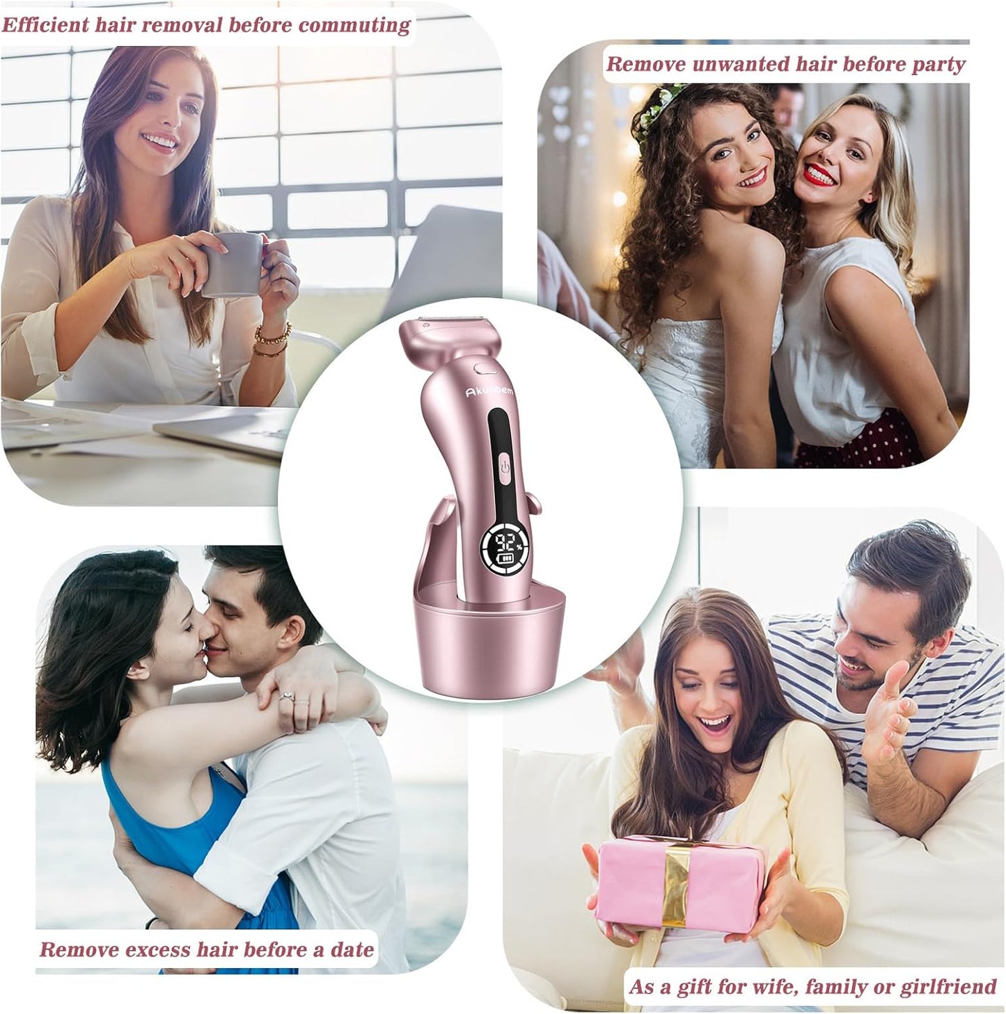 Akunbem Electric Shaver for Women – Wet & Dry Use, Blue & Pink