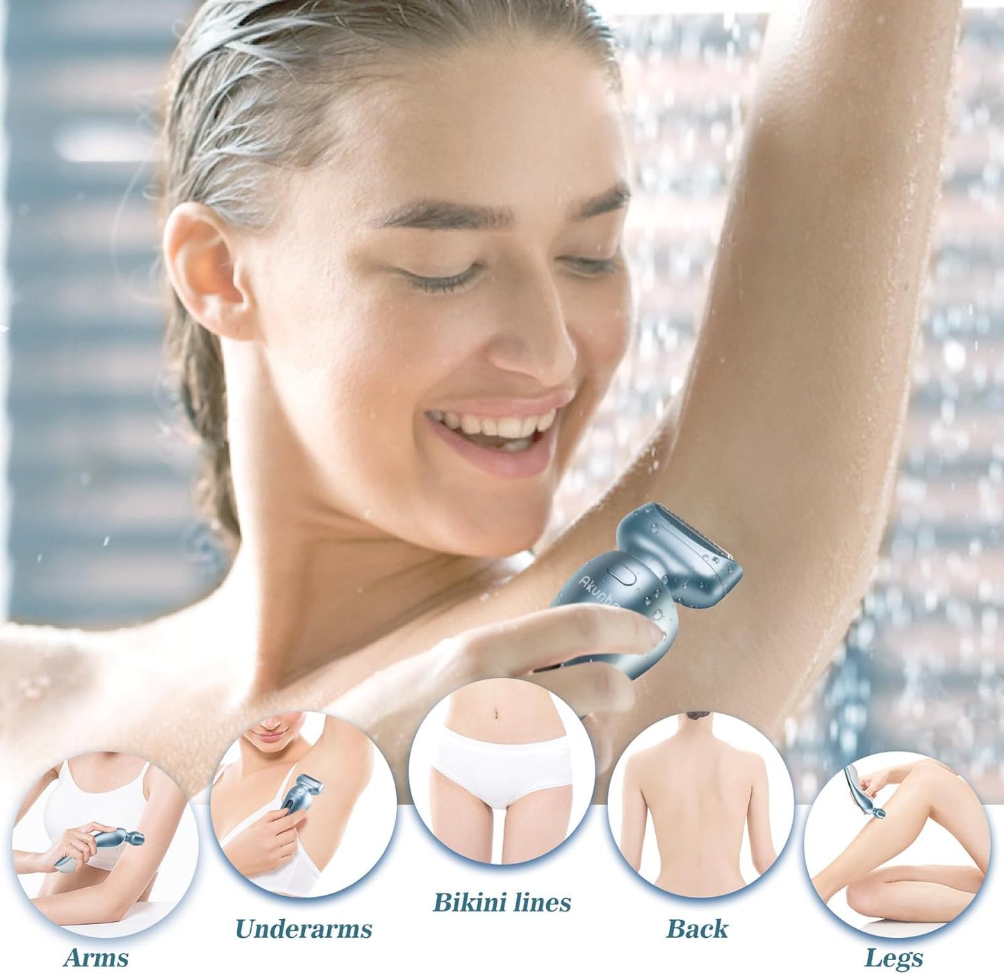 Akunbem Electric Shaver for Women – Wet & Dry Use, Blue & Pink
