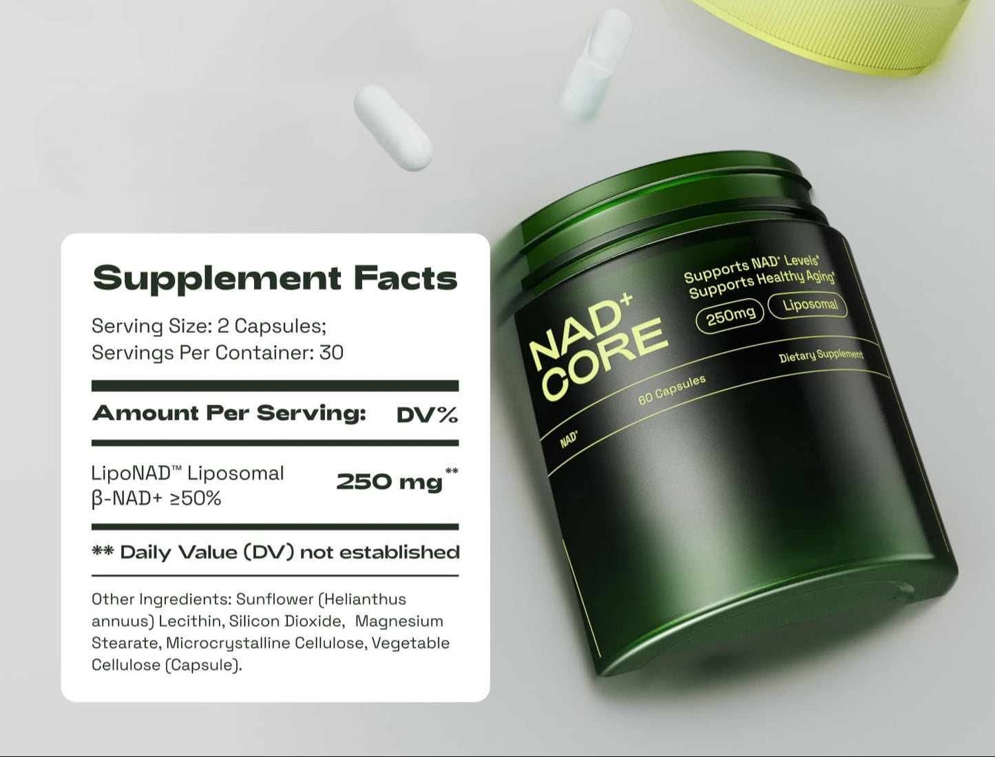 Liposomal NAD CORE Supplement with Resveratrol – 500mg, 60ct