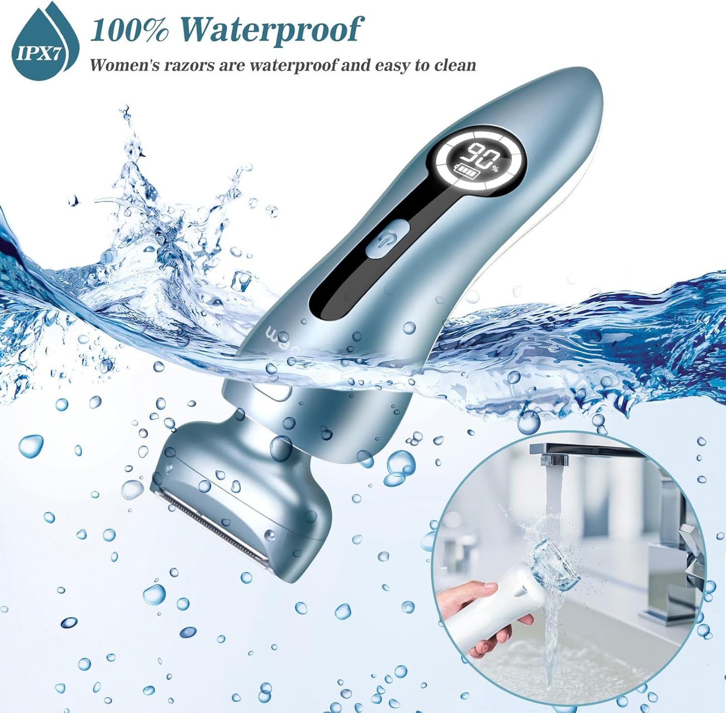 Akunbem Electric Shaver for Women – Wet & Dry Use, Blue & Pink