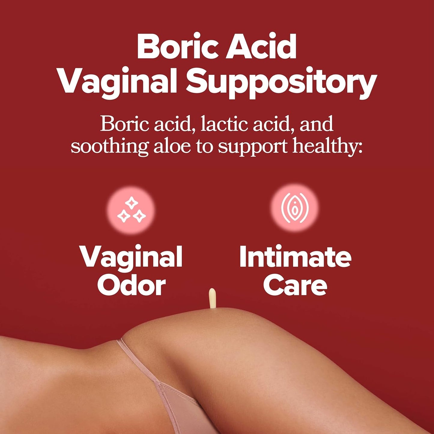 Boric Acid Vaginal Suppositories – Lactic Acid & Aloe, 12 Ct