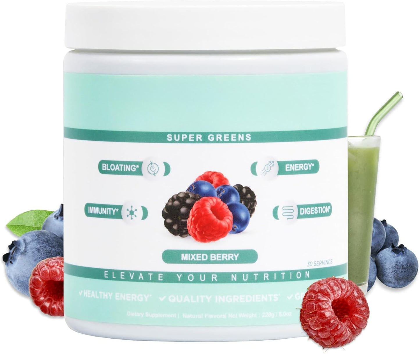 Nutrition Super Greens Powder – Organic, Vegan, 30 Servings