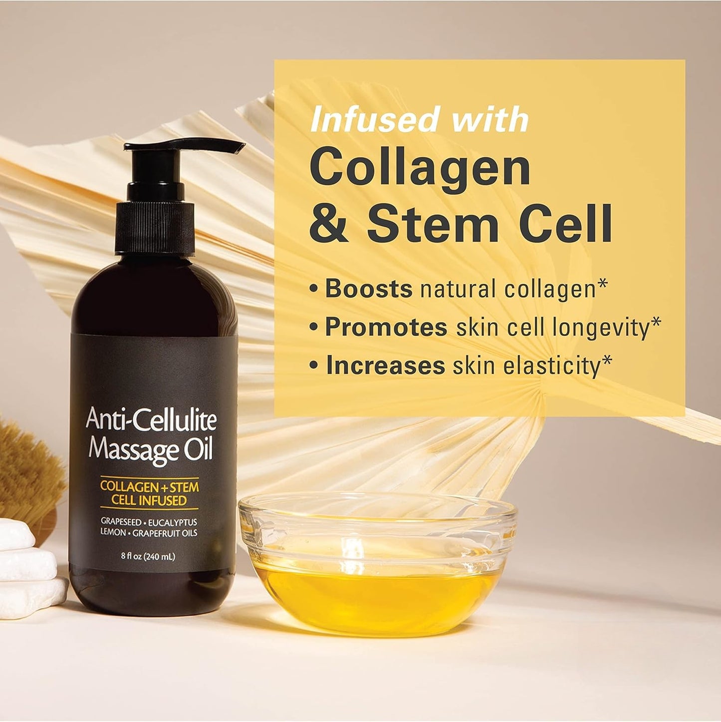 Anti Cellulite Massage Oil – Body Oil with Collagen, 8 fl oz