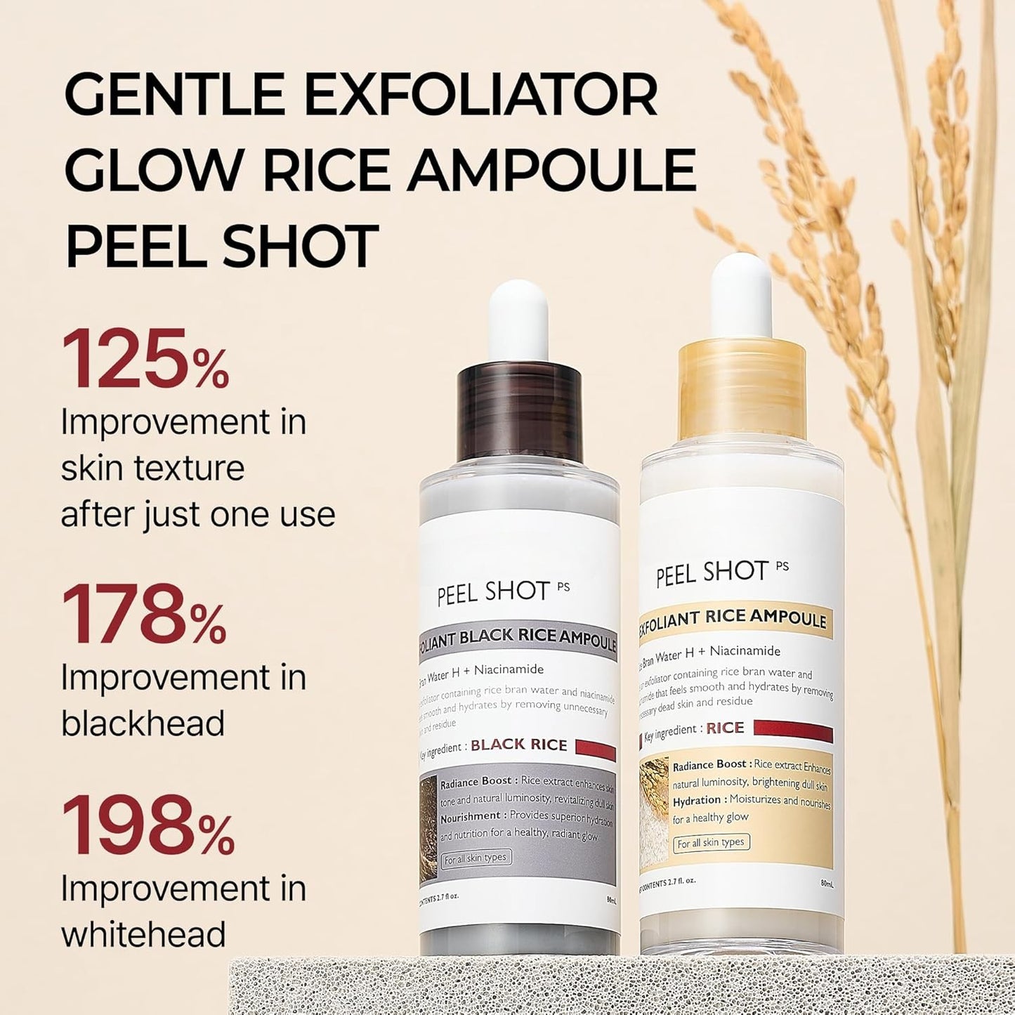 Peel Shot Glow Rice Ampoule Duo – White + Black Rice Scrub Set