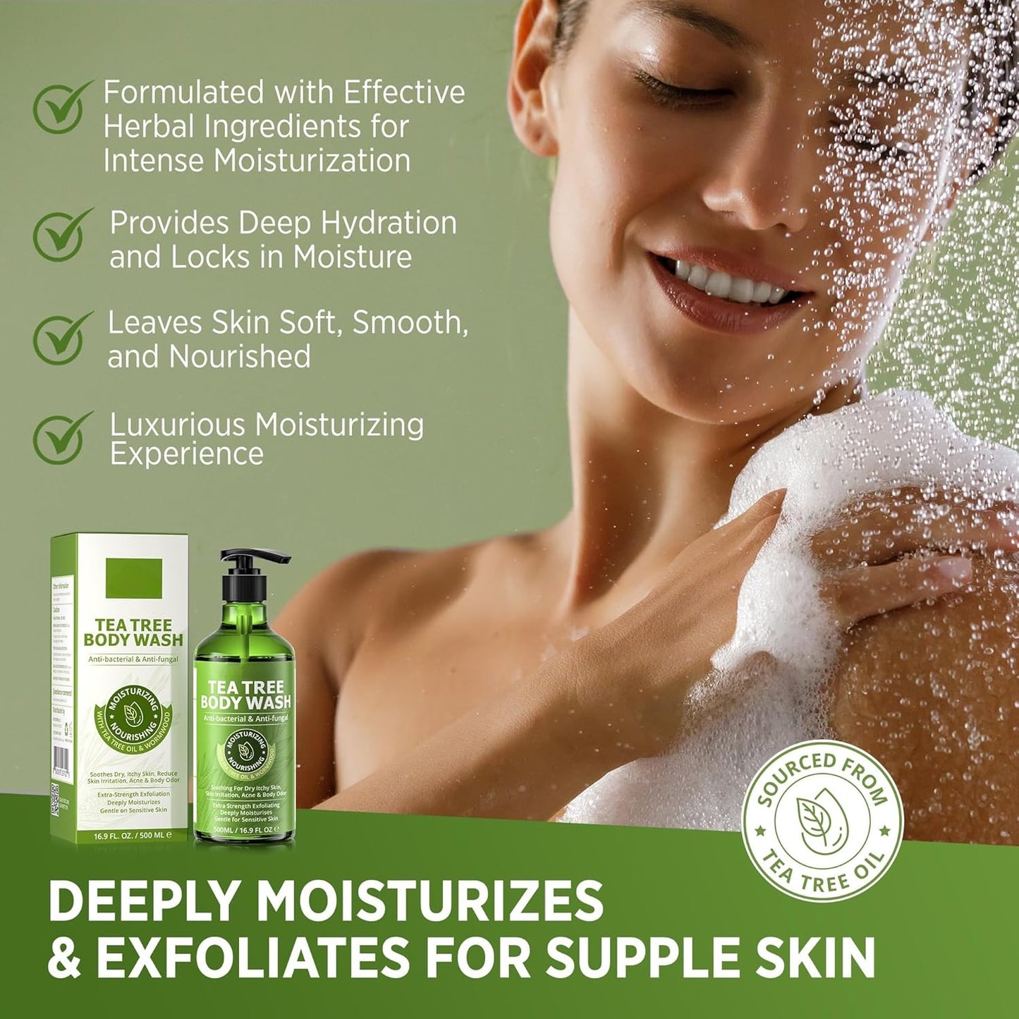 Tea Tree Body Wash – Antifungal & Antibacterial Soap, 16.9oz