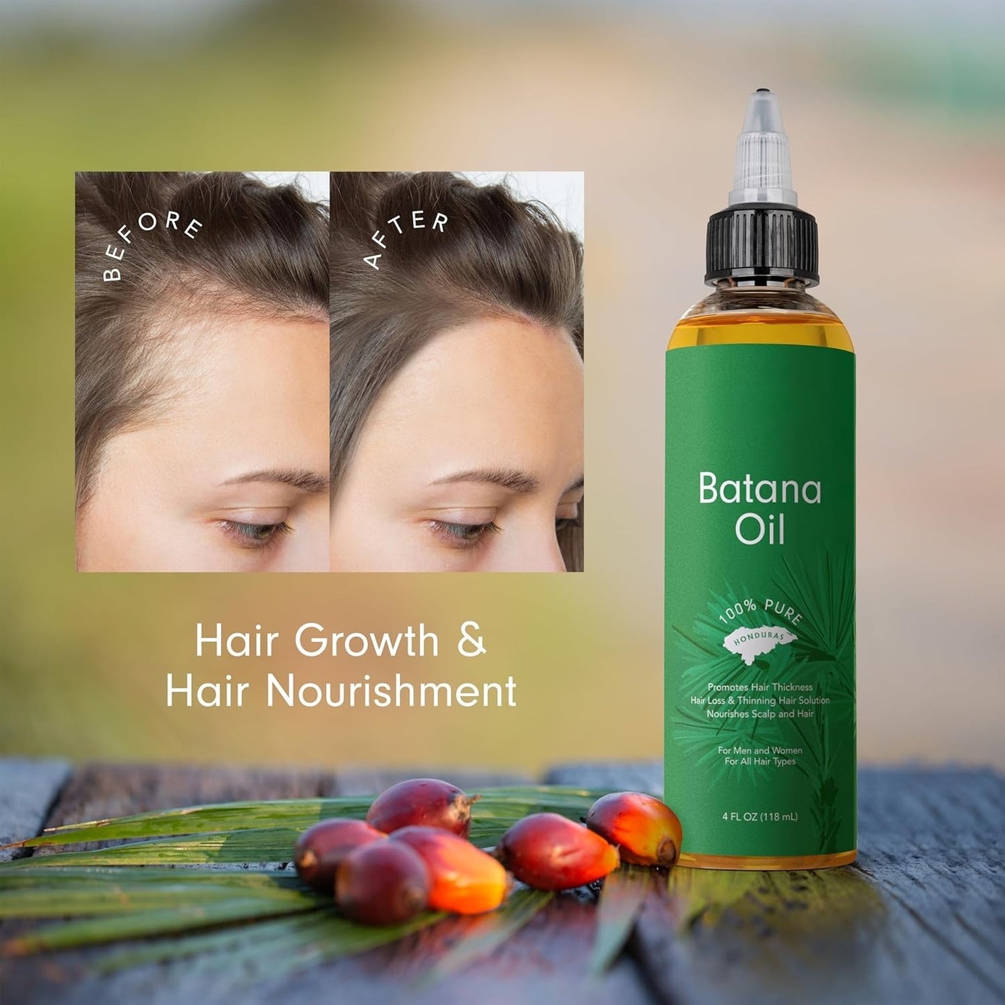 Batana Oil for Hair – 100% Pure Raw Oil from Honduras, 4oz