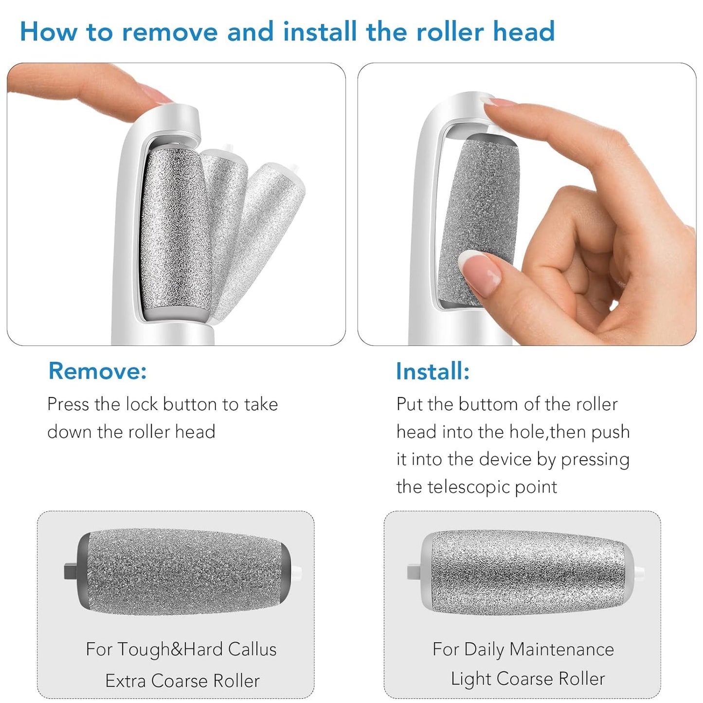 Linkevap Electric Callus Remover – Foot Scrubber Kit, White