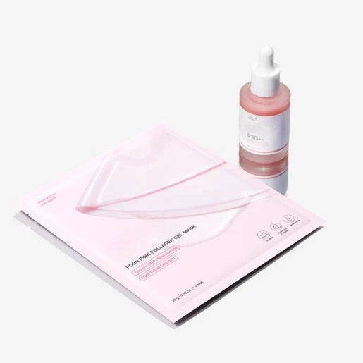 Pink Glass Glow Skin Trio - Salmon DNA PDRN Pink Collagen Jelly Gel Mask (4 ea) + PDRN Pink Peptide Serum 50ml + Collagen Jelly Cream 50ml