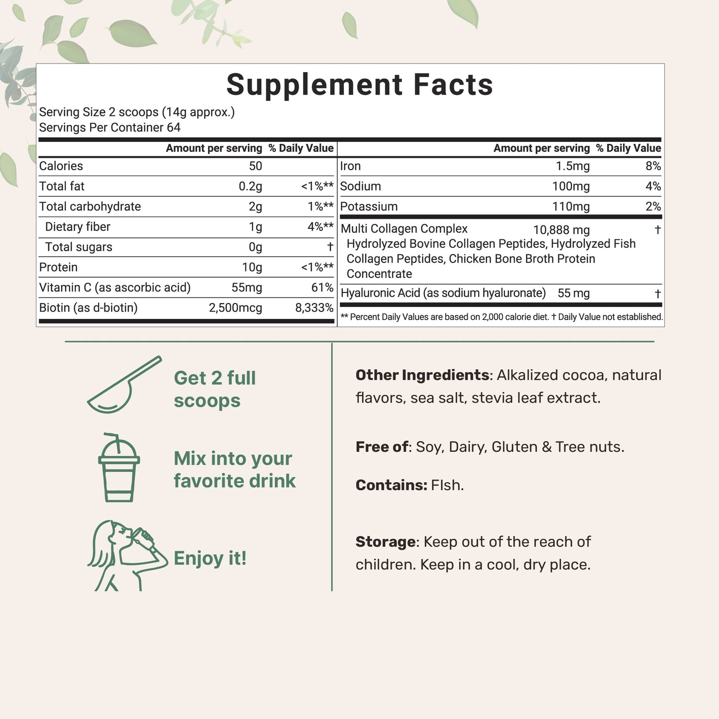 Multi Collagen Peptides Powder – Unflavored, Types I, II, III, V, X