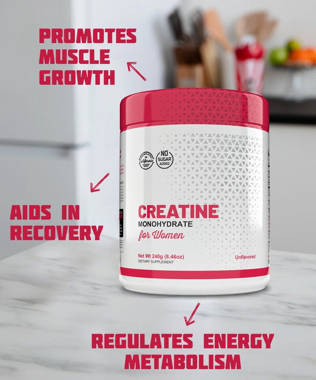Creatine Monohydrate for Women – with Collagen & BCAAs, 30 Servings