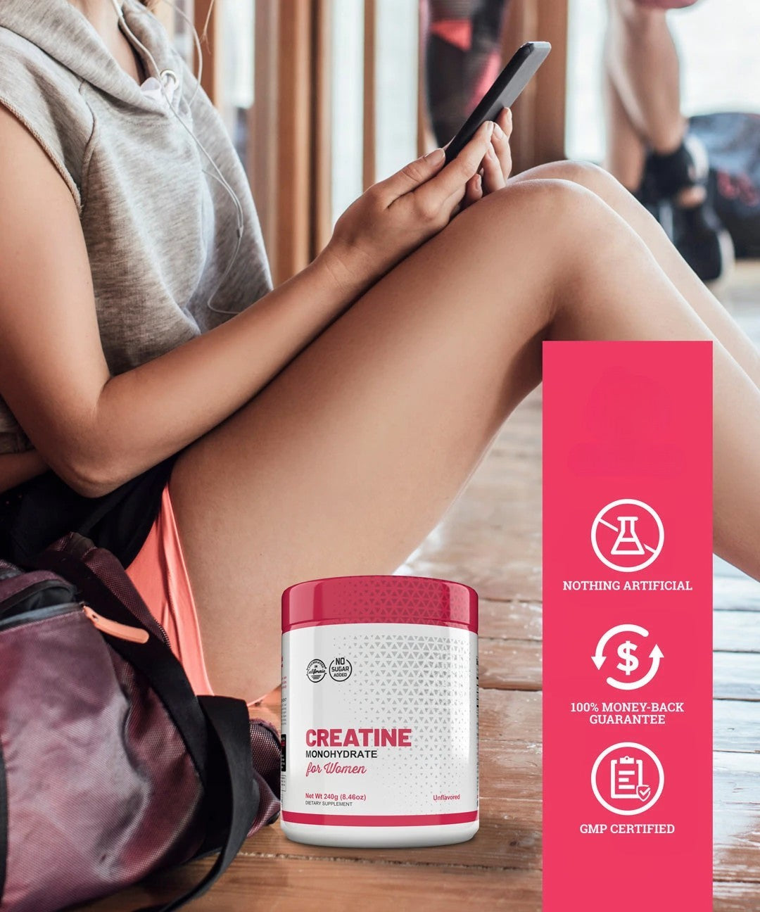 Creatine Monohydrate for Women – with Collagen & BCAAs, 30 Servings