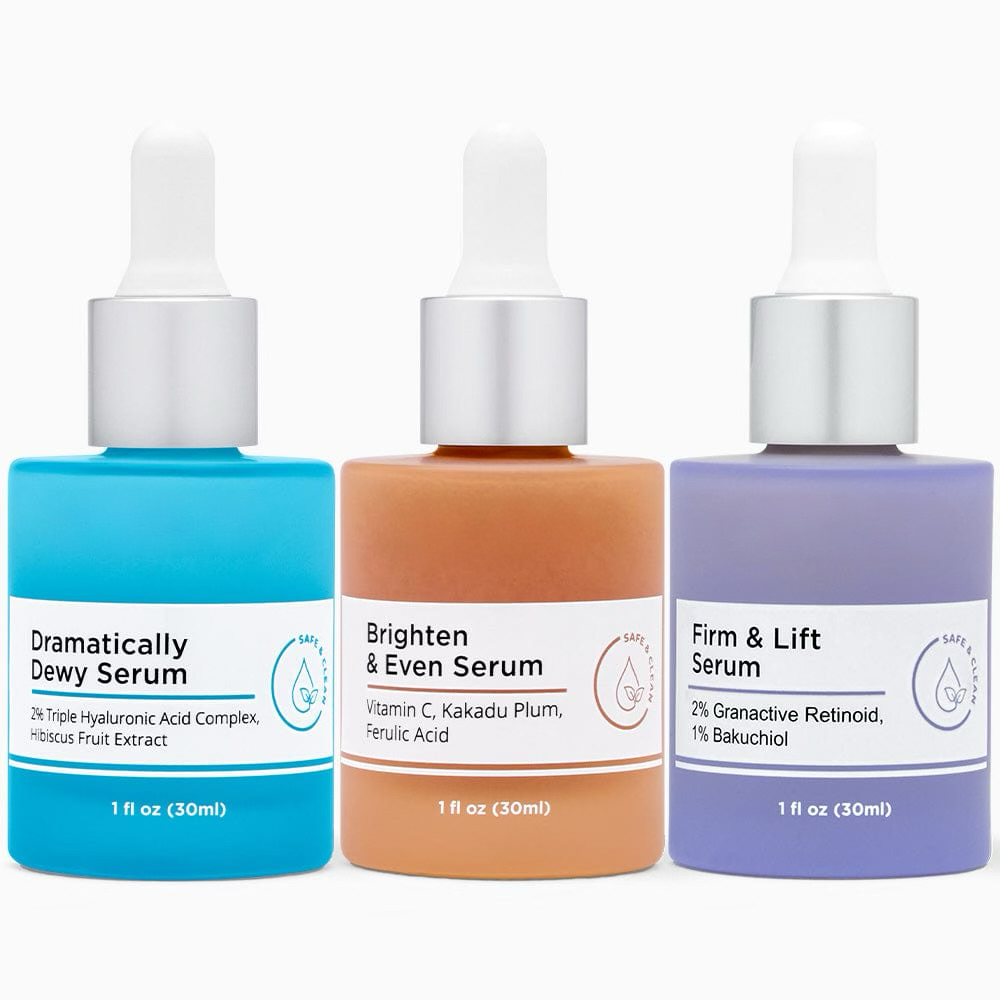Power Serum Trio Set - Vitamin C, Hyaluronic Acid, Bakuchiol & Retinol for Brighter, Firmer, and Moisturized Skin (Set of 3)