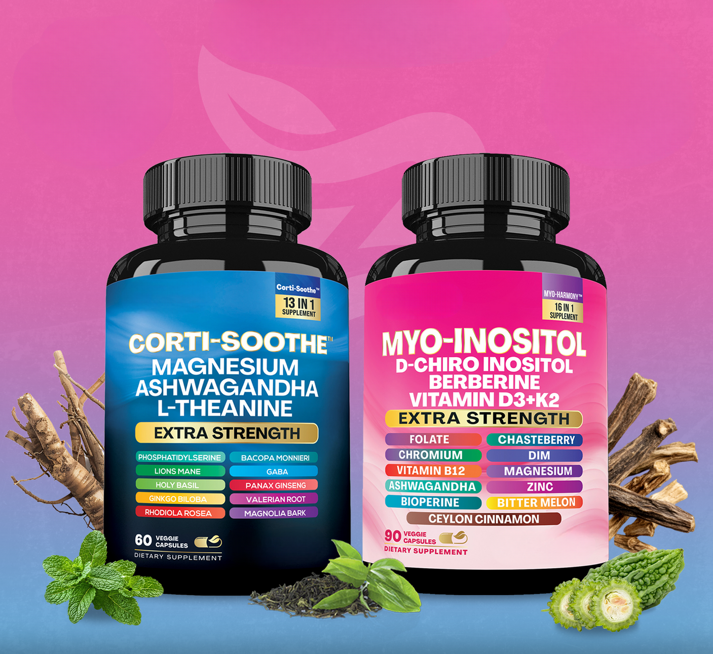 Soothe and Smooth Bundle – Cortisol & Myo-Inositol, 150 ct