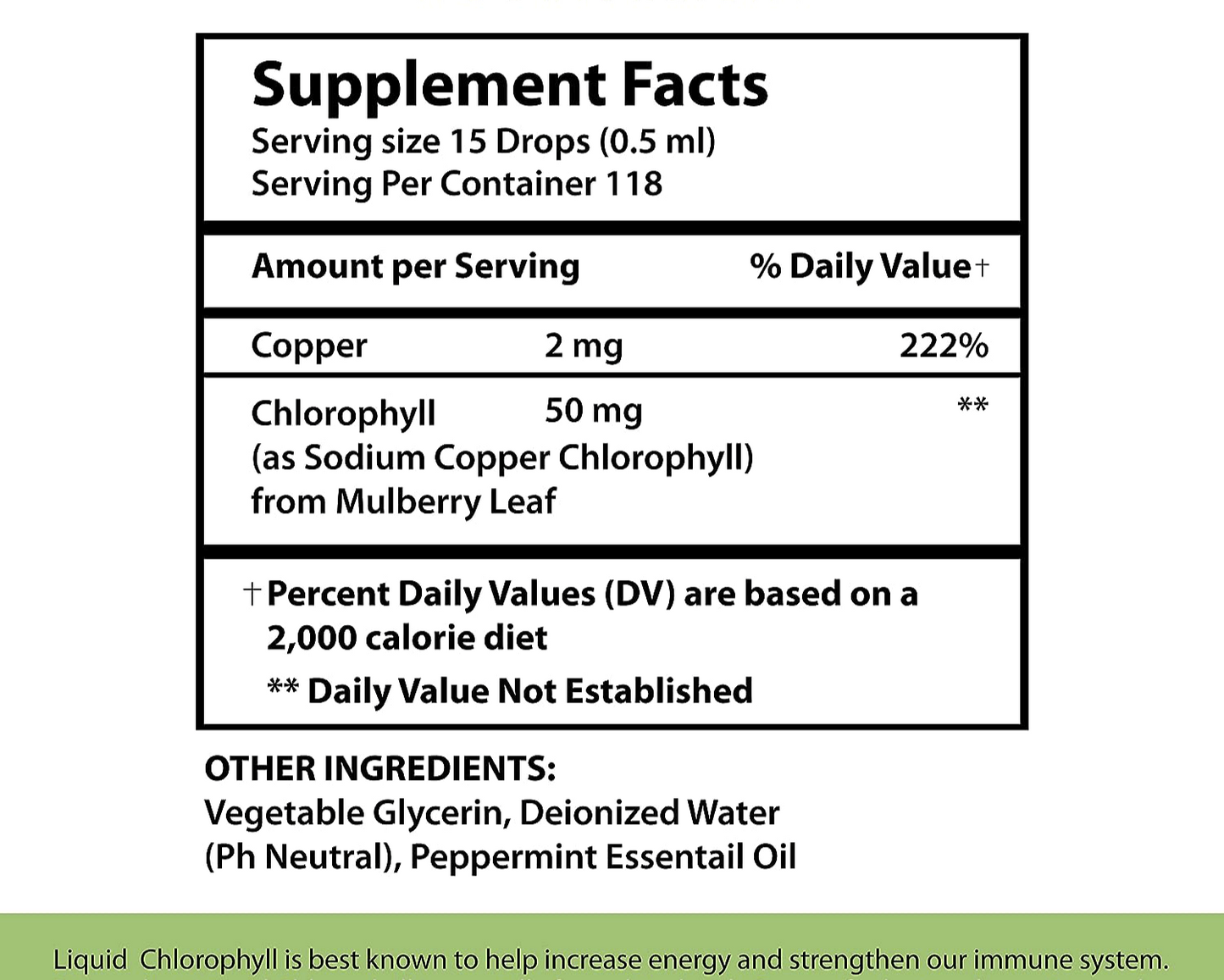 Chlorophyll Liquid Drops – Mint Flavor Supplement, 4 Month Supply