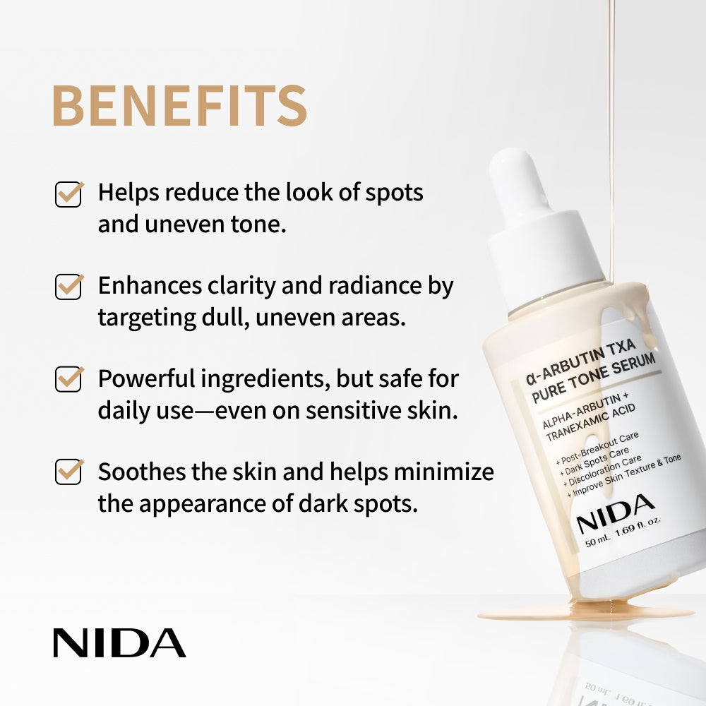 NIDA α-Arbutin TXA Pure Tone Serum – Brightening Formula