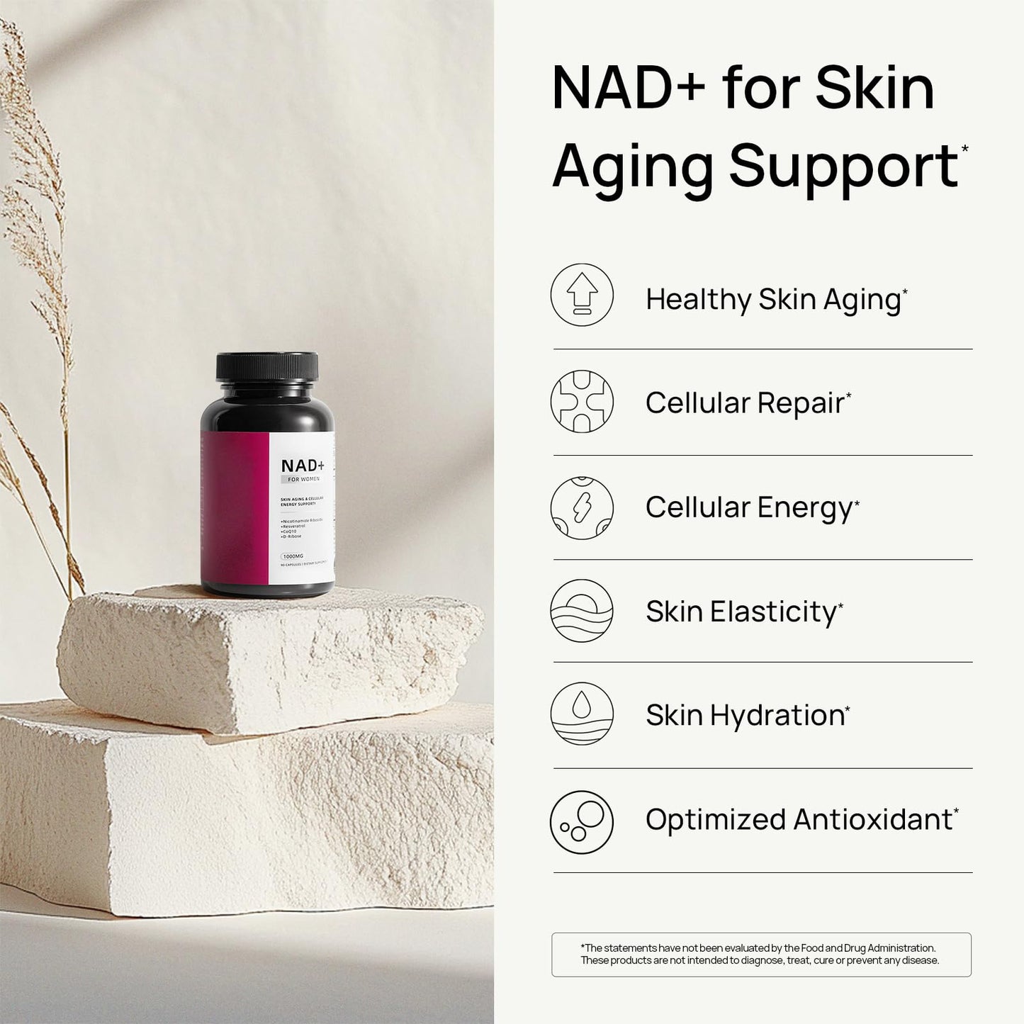 NAD+ Supplement for Women – Daily Capsules, 90 Capsules