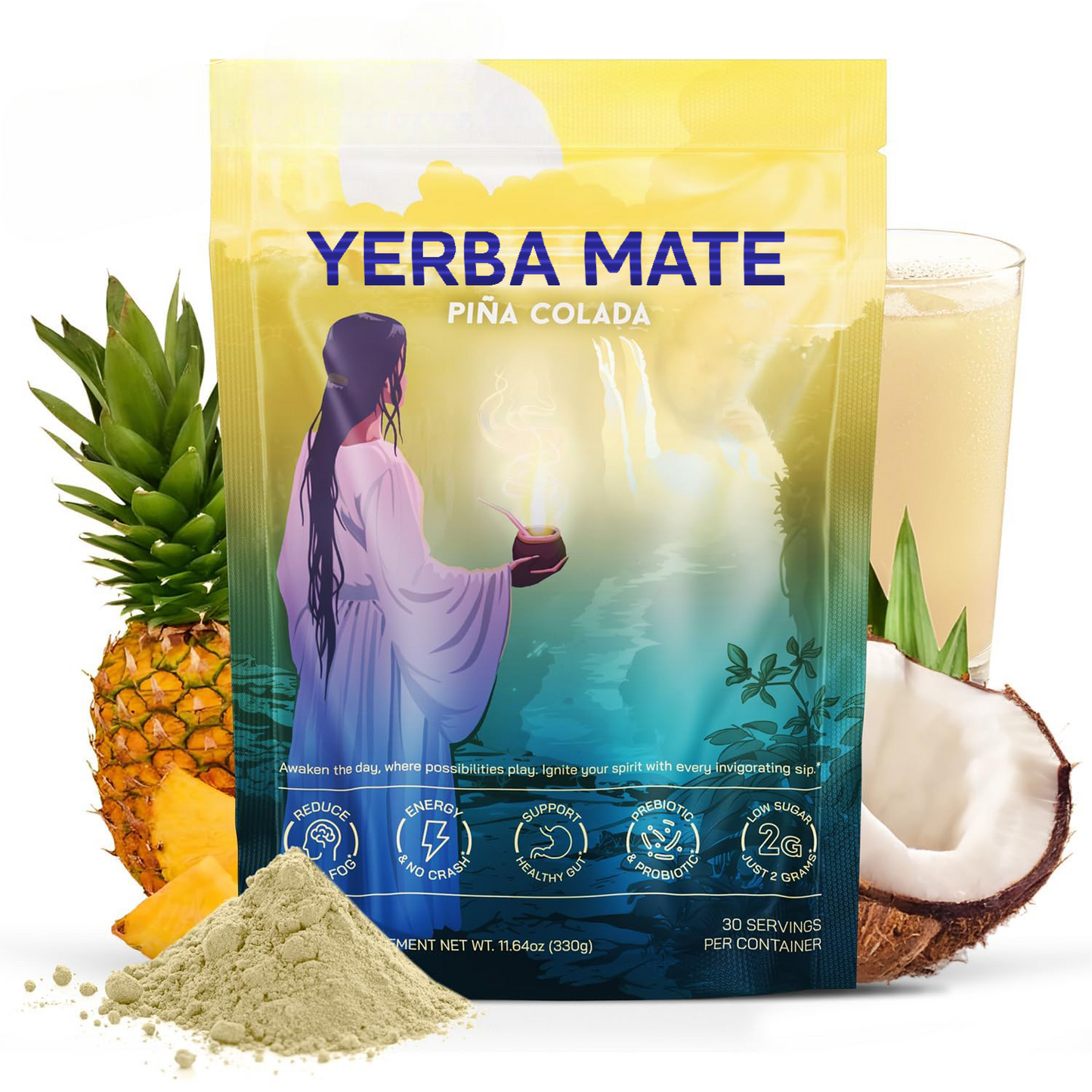 Yerba Mate Instant Tea Powder - Strawberry Matcha, Peach Mango & Piña Colada Flavors
