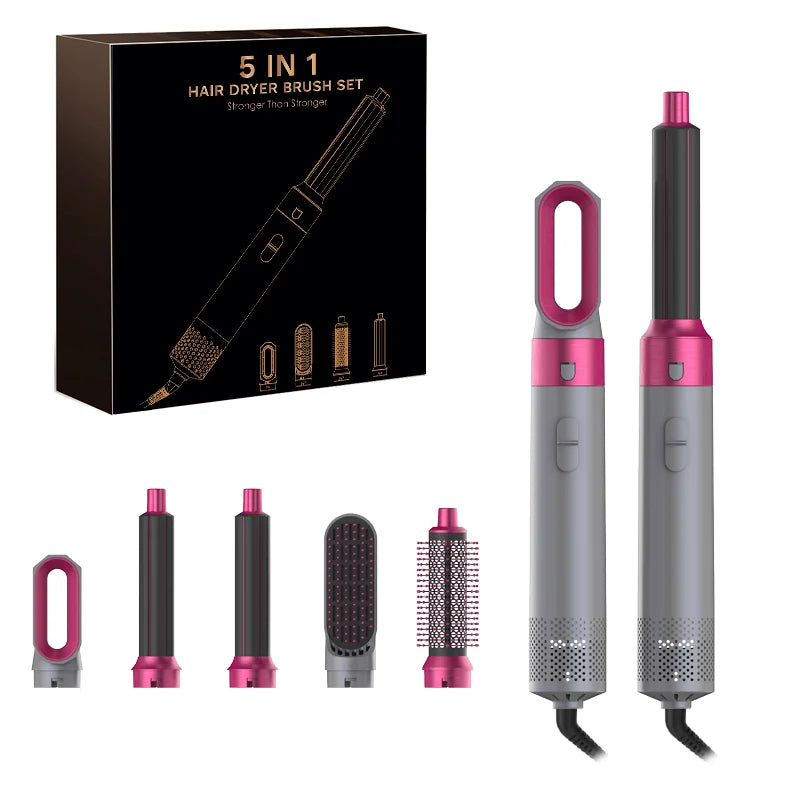 5-in-1 Hair Dryer & Hot Comb Set – Curling & Straightening Tool