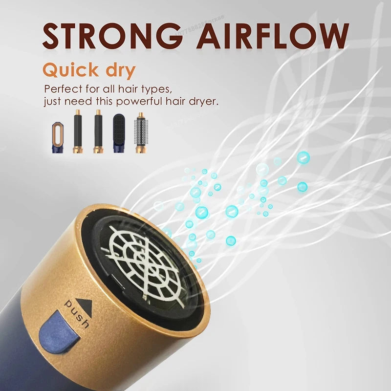 5-in-1 Hair Dryer & Hot Comb Set – Curling & Straightening Tool