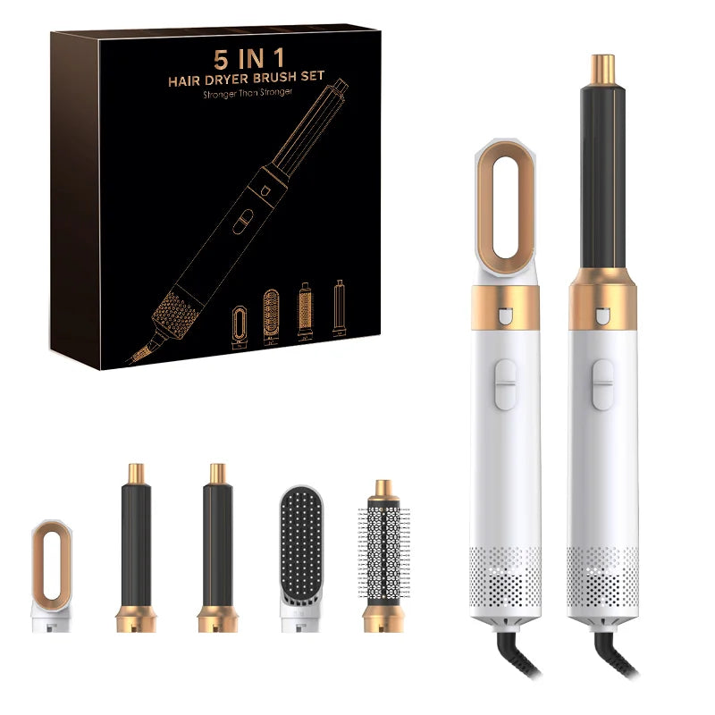 5-in-1 Hair Dryer & Hot Comb Set – Curling & Straightening Tool