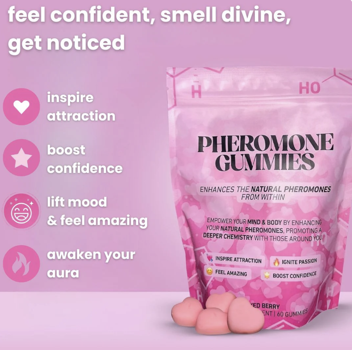 Pheromone Gummies – Mixed Berry Flavor, 60 Count (30 Days)