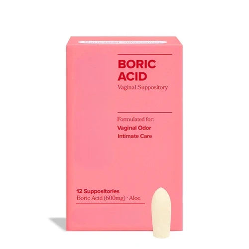 Boric Acid Vaginal Suppositories – Lactic Acid & Aloe, 12 Ct