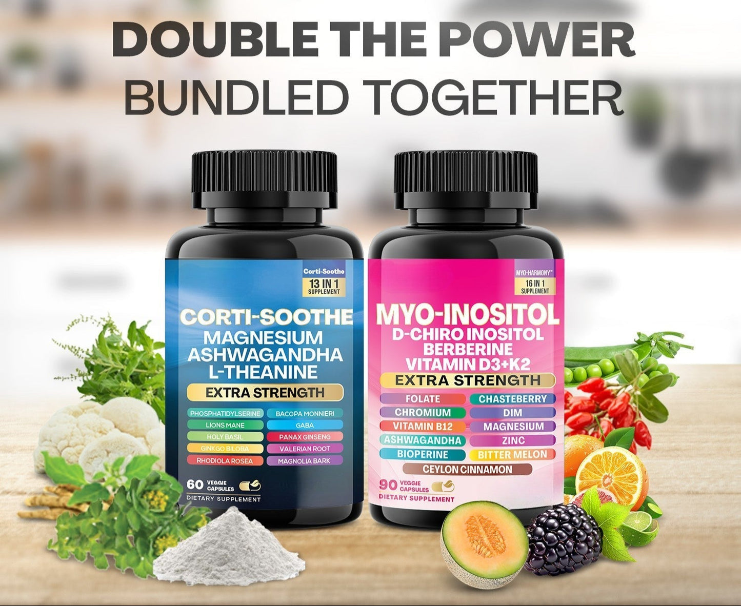 Soothe and Smooth Bundle – Cortisol & Myo-Inositol, 150 ct