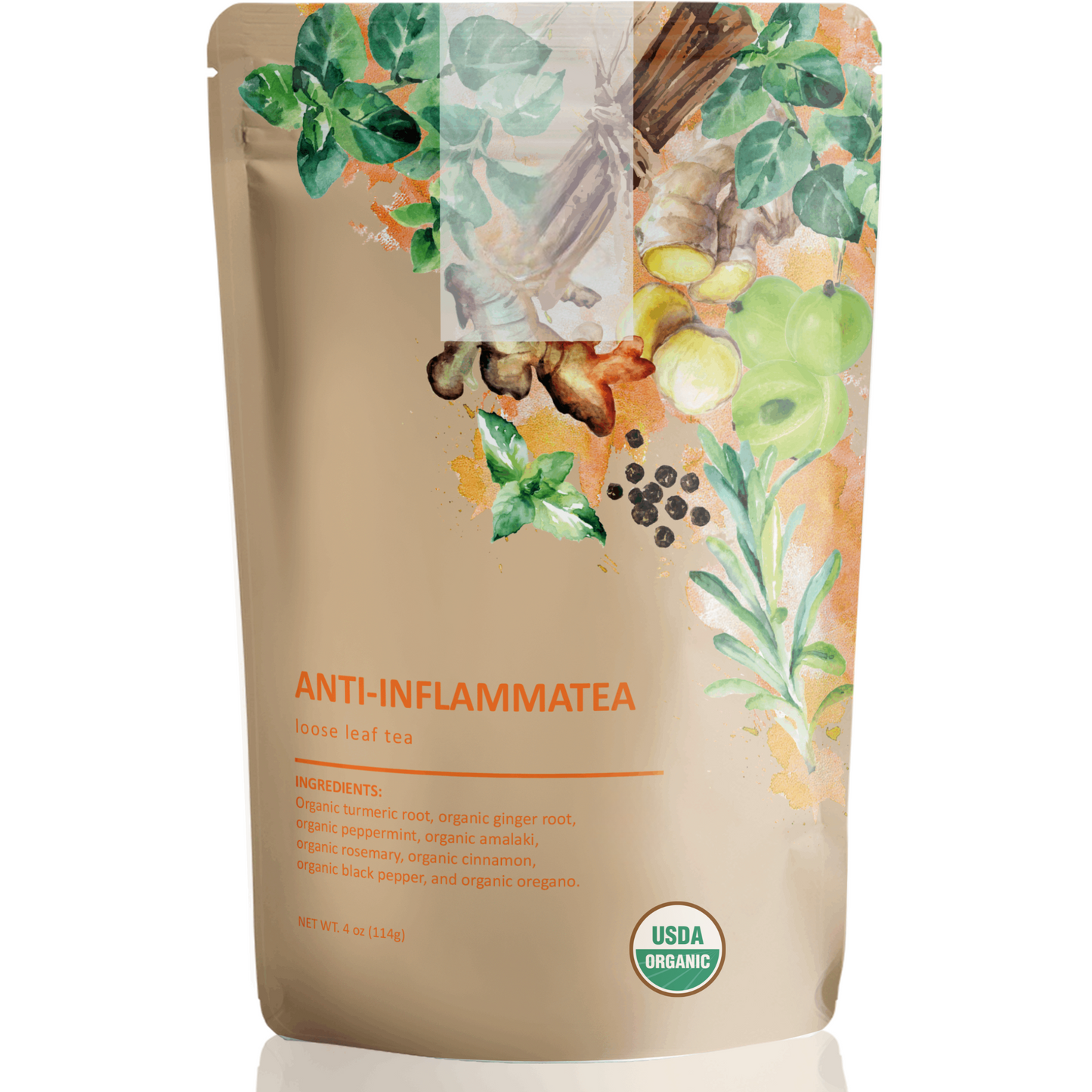 Organic Herbal Loose Leaf Tea – Caffeine-Free Blend – 4oz