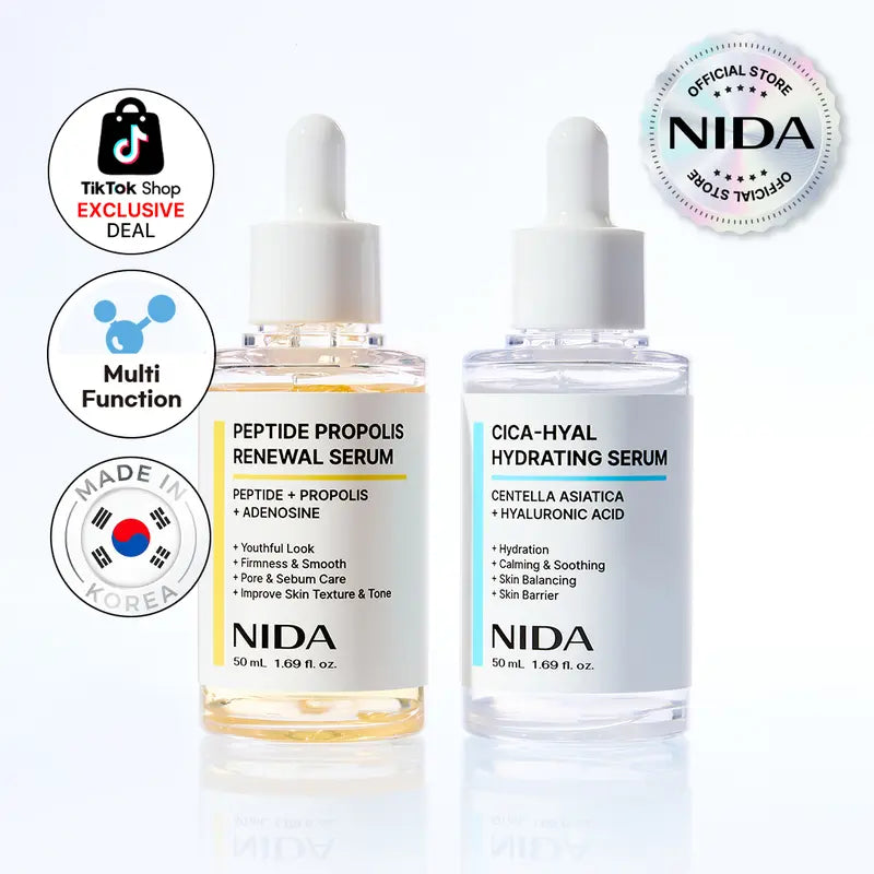 NIDA Hydrating Renewal Serum Set – Cica, Peptides & Propolis