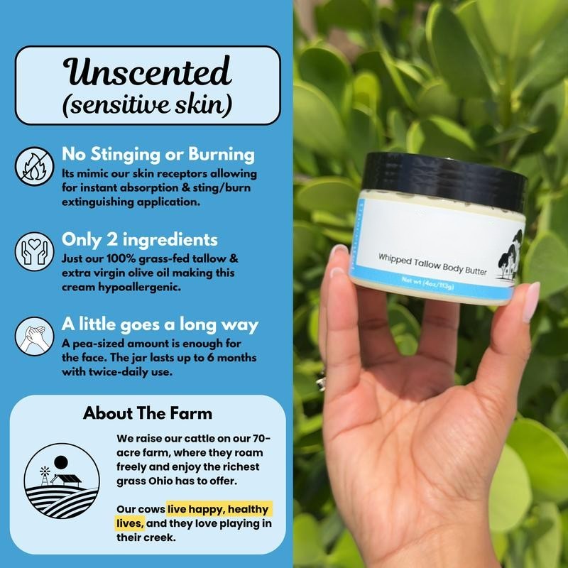 Whipped Tallow Body Butter – Nourishing Moisturizer for Skin