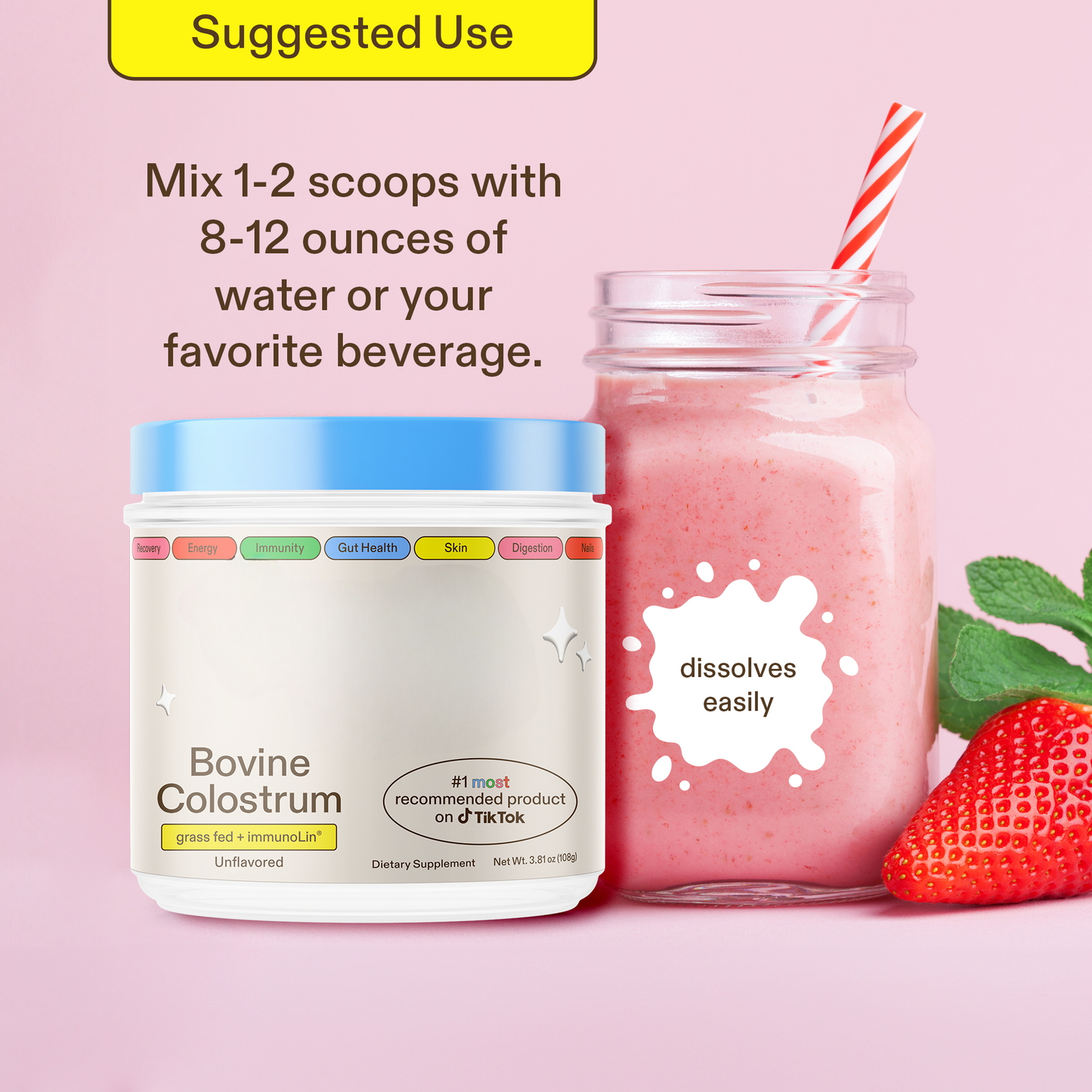 Bovine Colostrum Powder – Unflavored Supplement, 60 Servings