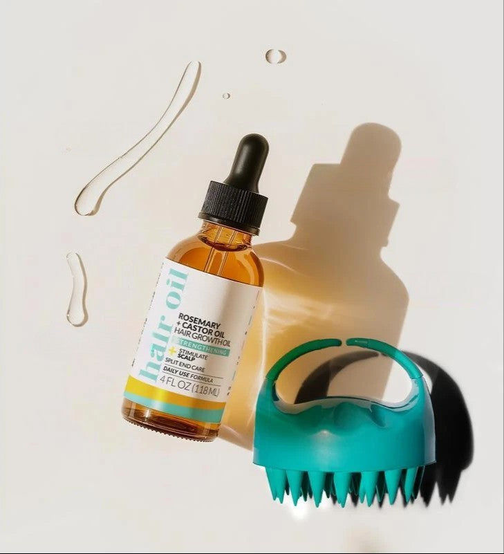 Rosemary & Castor Oil Hair Growth Kit – Includes Comfort Scalp Brush