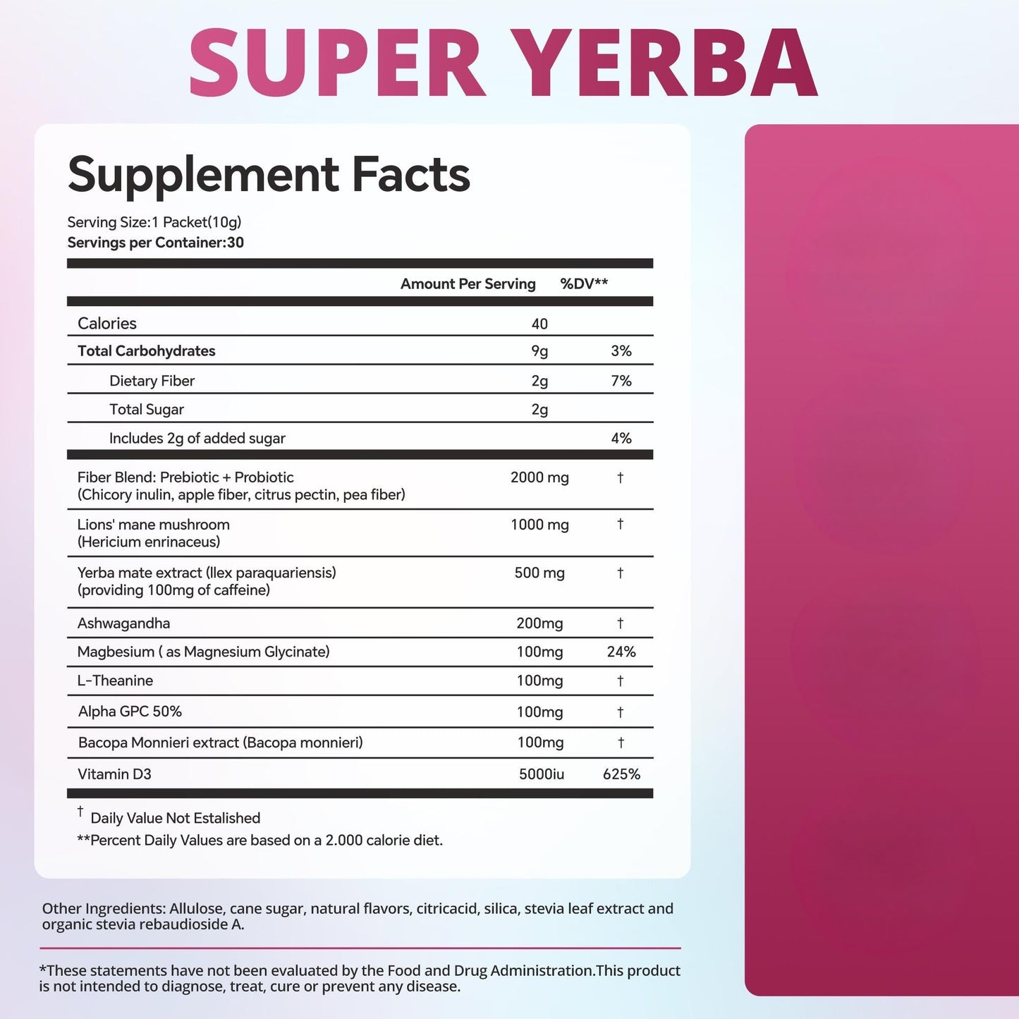 Super Yerba – Raspberry Lemonade Yerba Mate Tea Powder, 30 Servings
