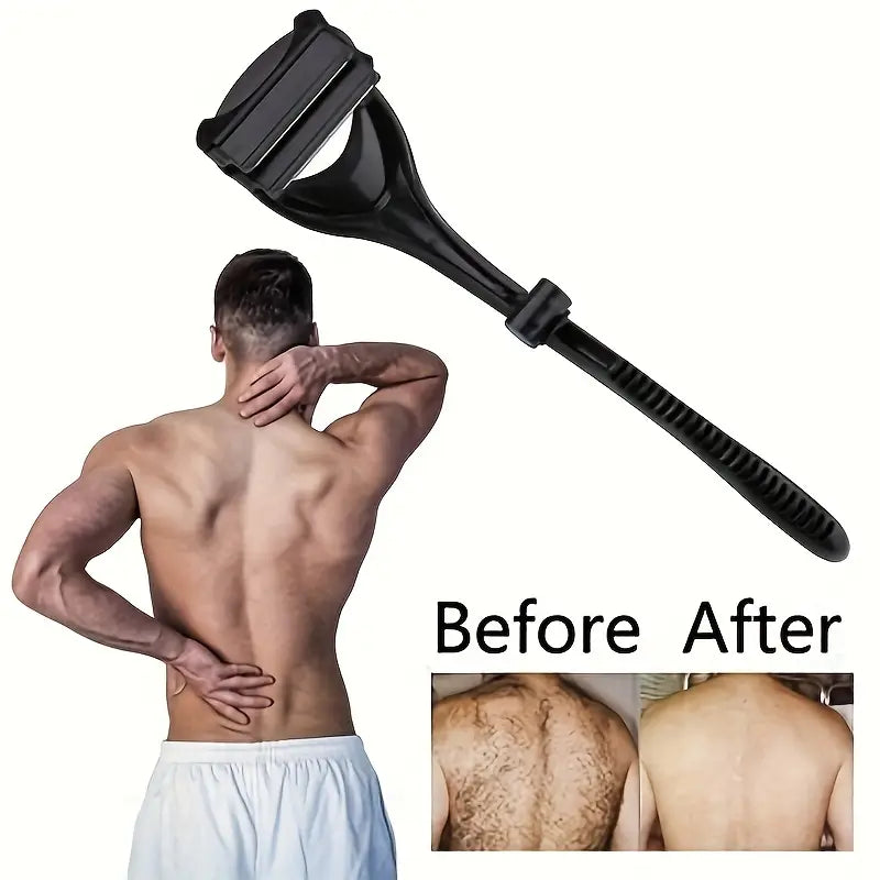 Men's Manual Back Shaver – Safe Blade, Ergonomic Handle, Power-Free Operation